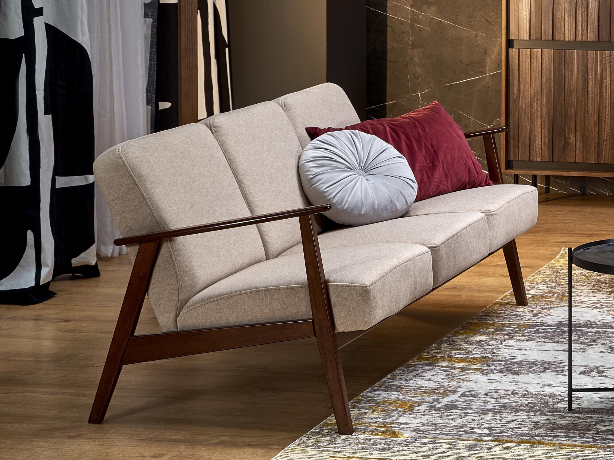 Bank Houston 2117 (Beige + Notenhout)
