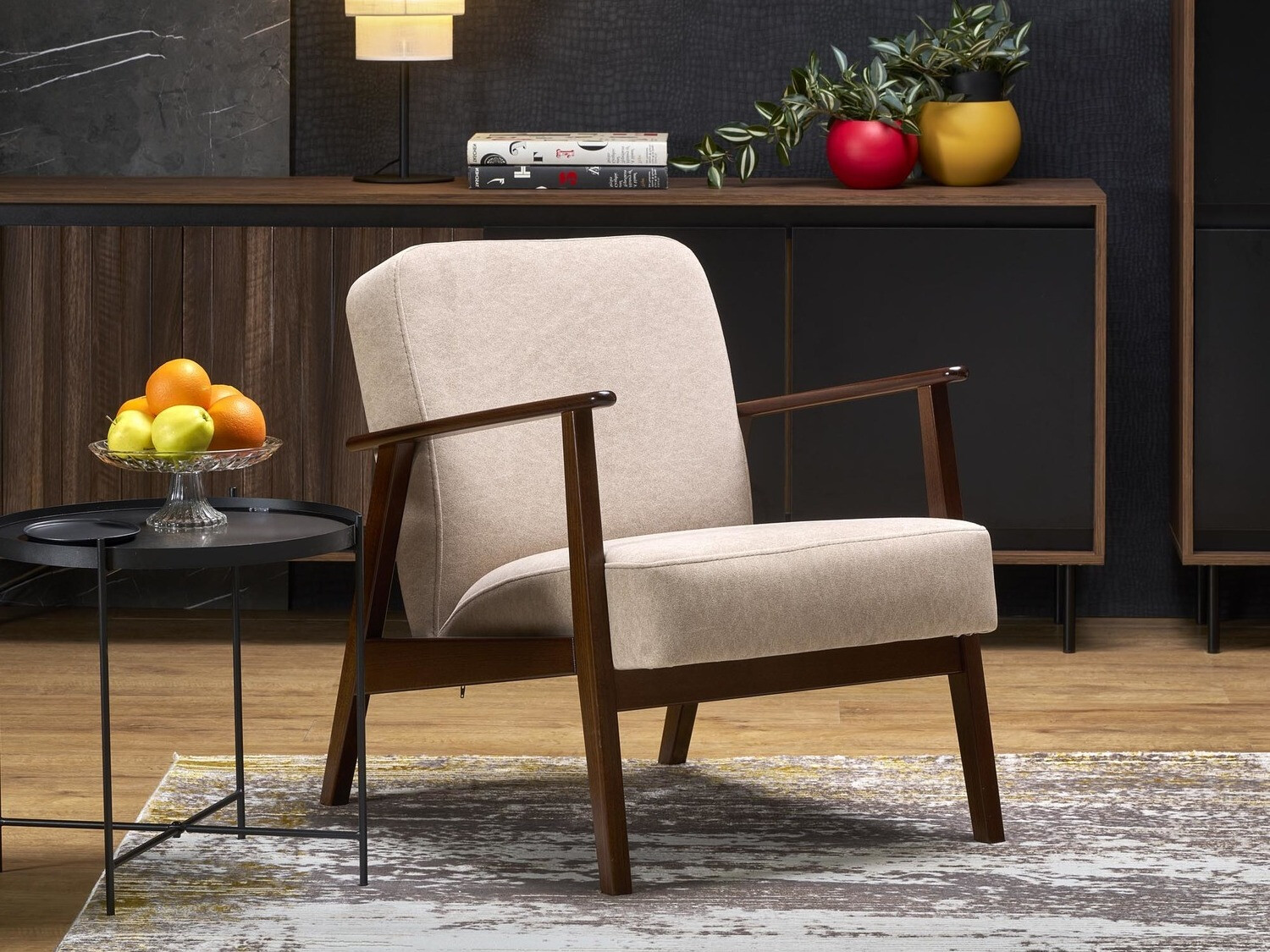 Fauteuil Houston 2116 (Beige + Notenhout)