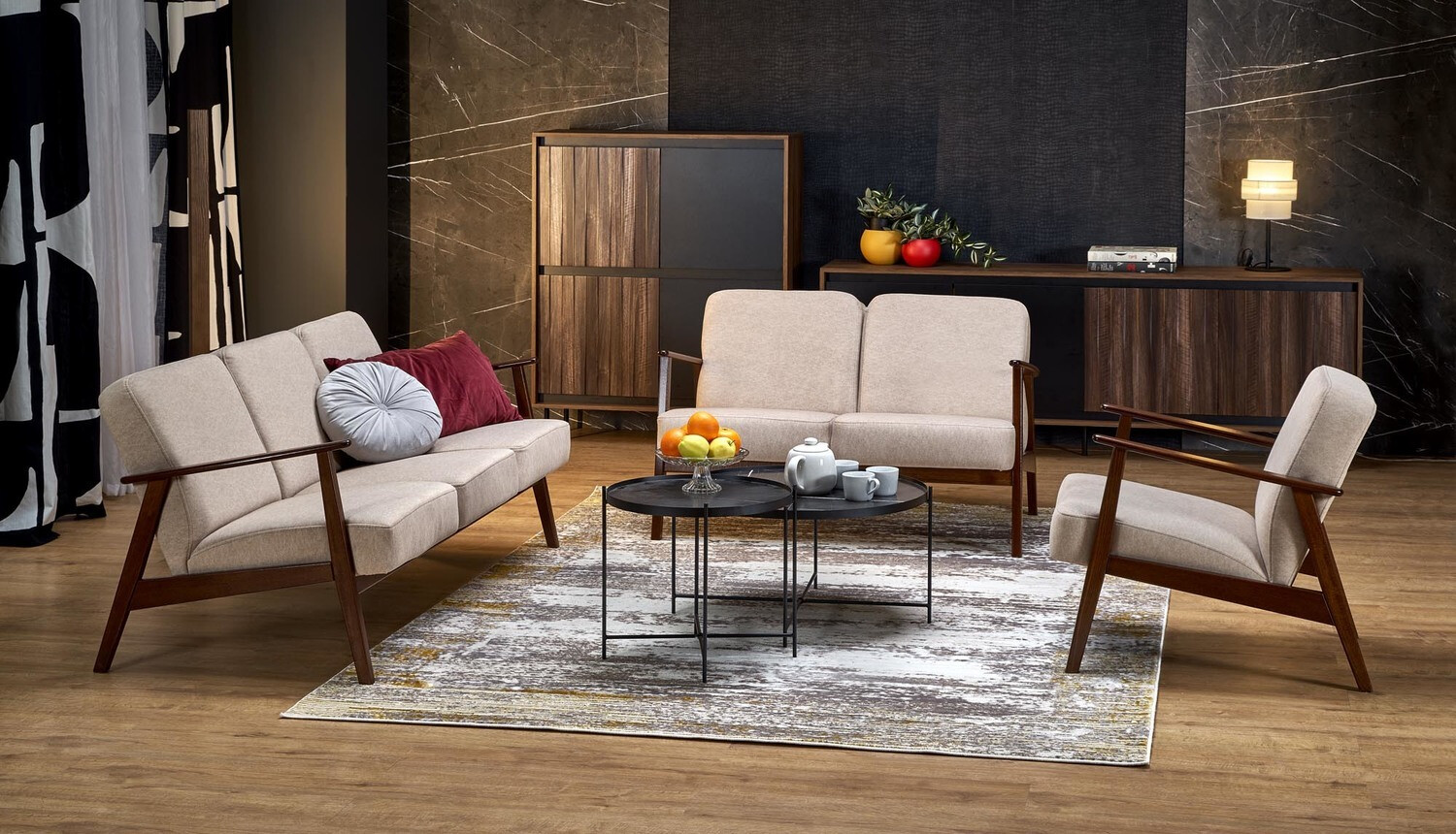Fauteuil Houston 2116 (Beige + Notenhout)