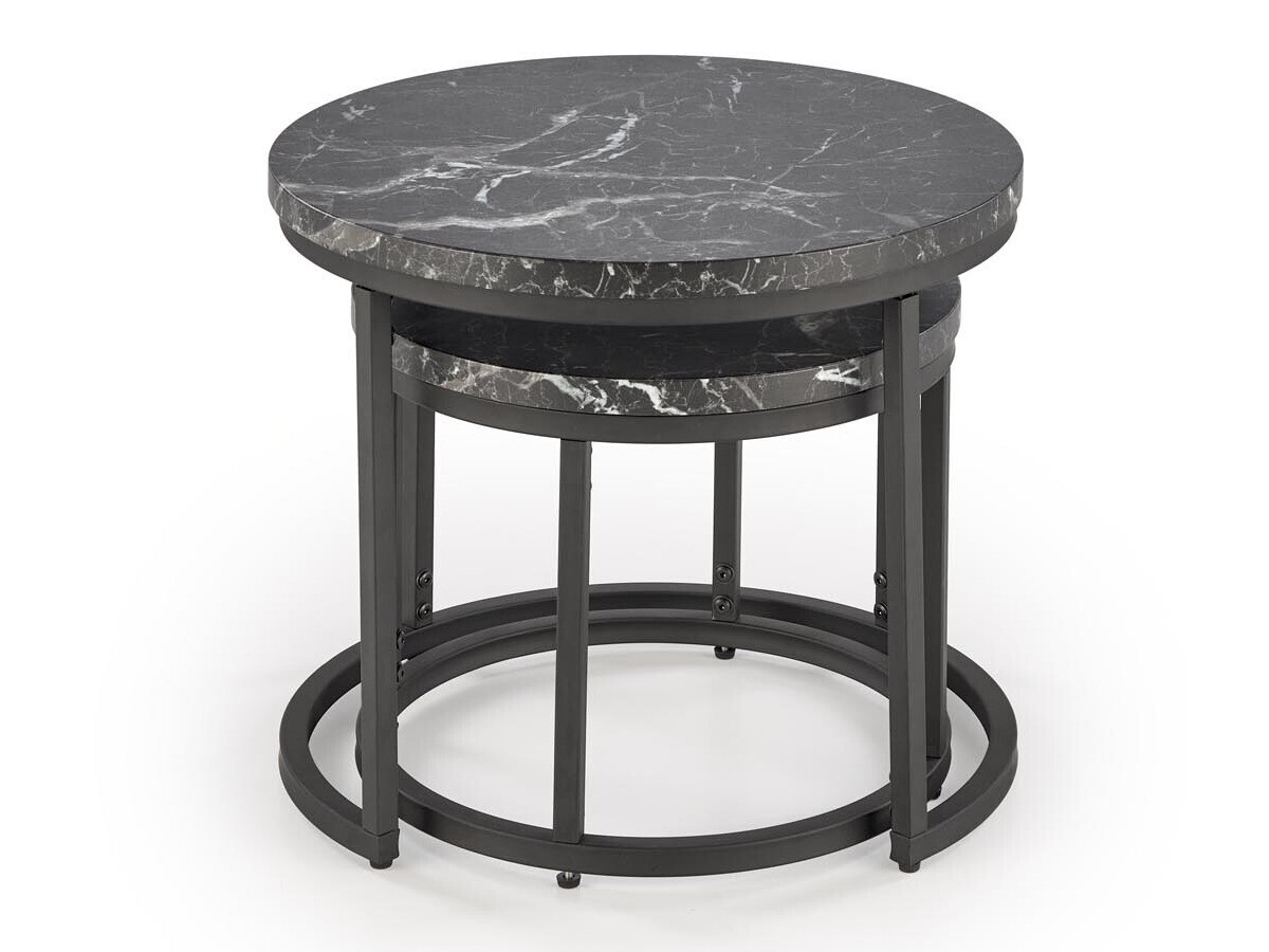 Salontafel set Houston 951 (Zwart marmer + Zwart)