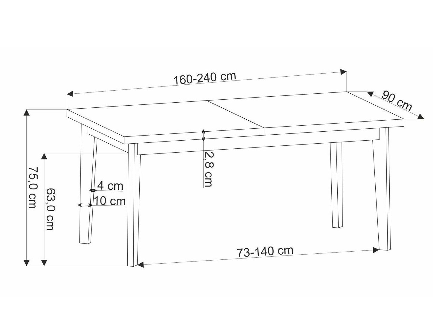 Tafel Houston 1751 (Zwart + Eiken)