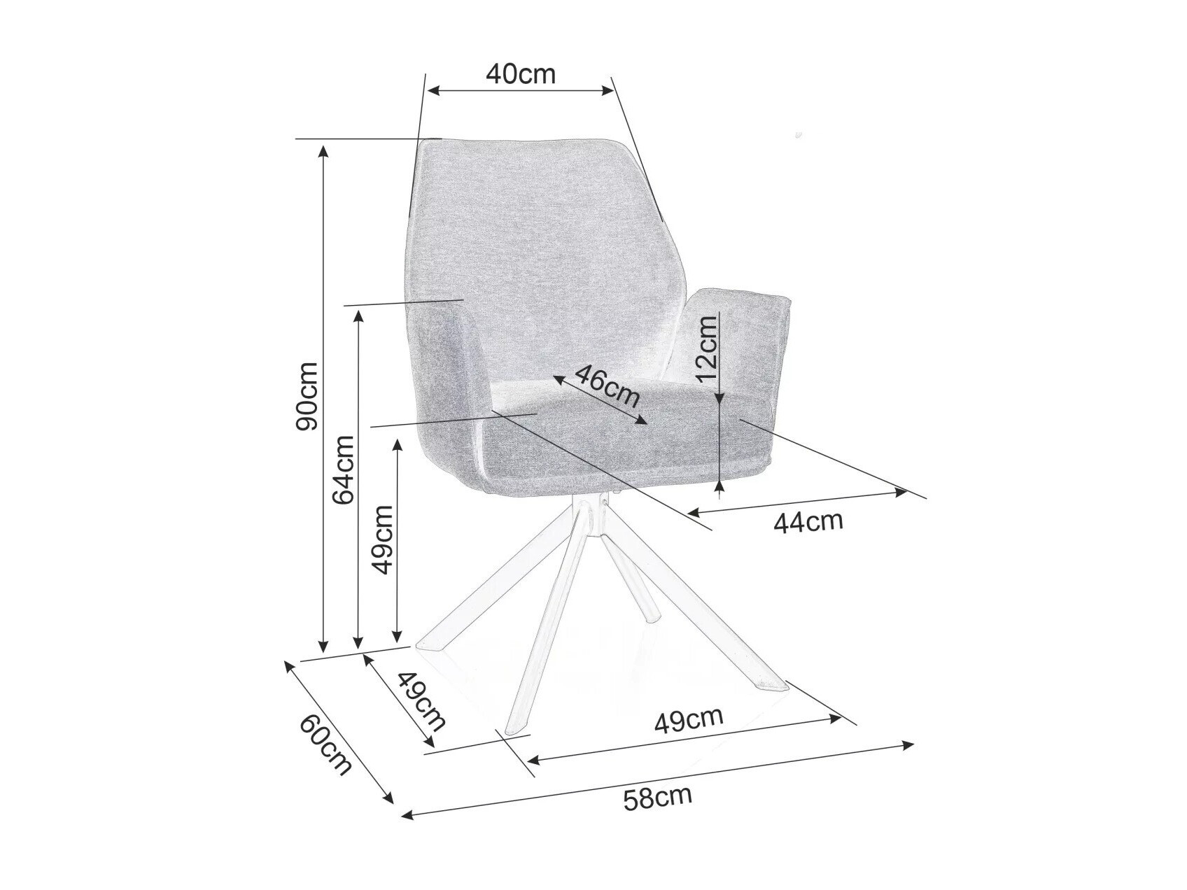 Stoel Detroit 423 (Donkergrijs)