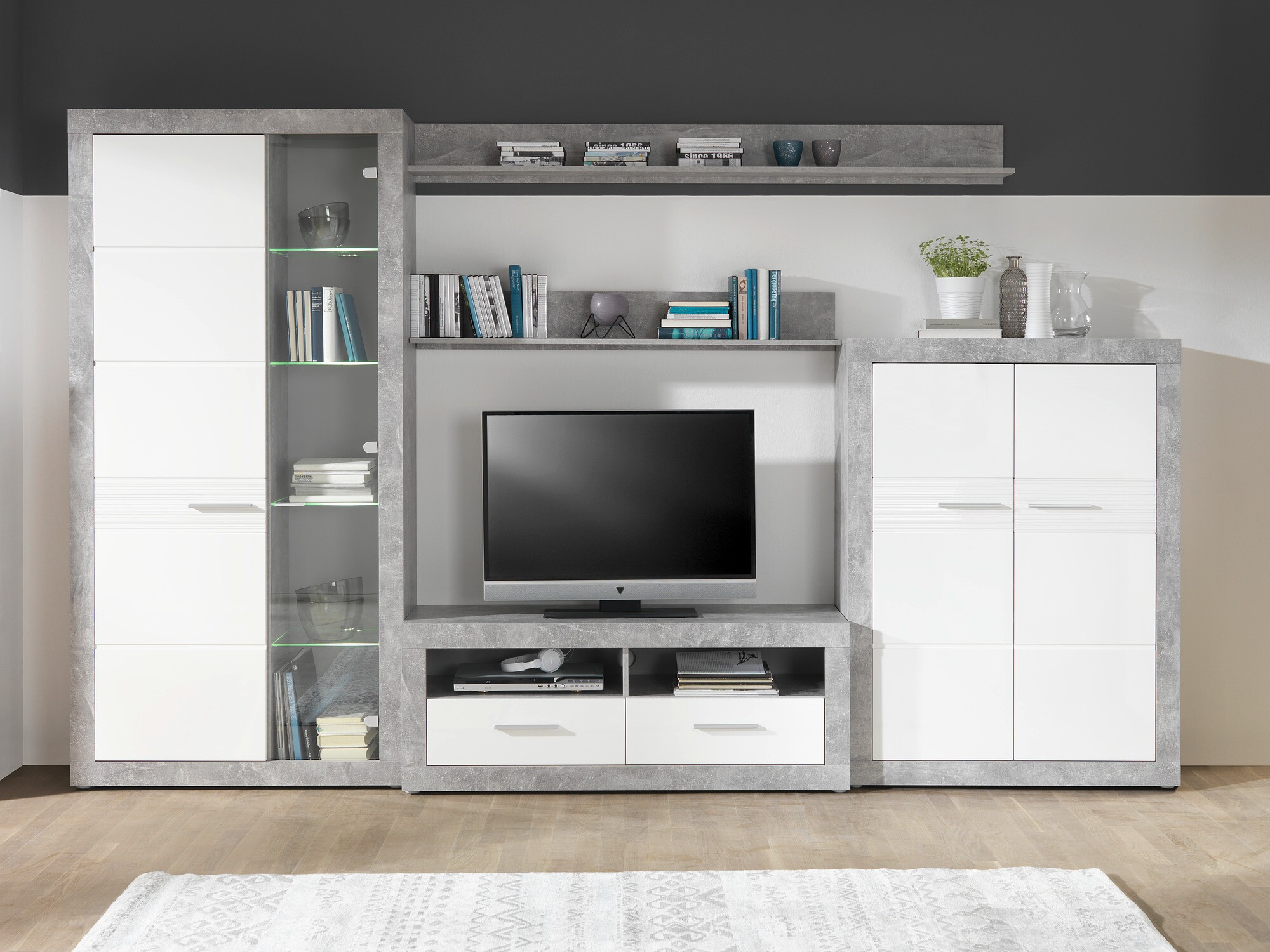 TV-meubel Romfera 102 (Wit + Grijs)