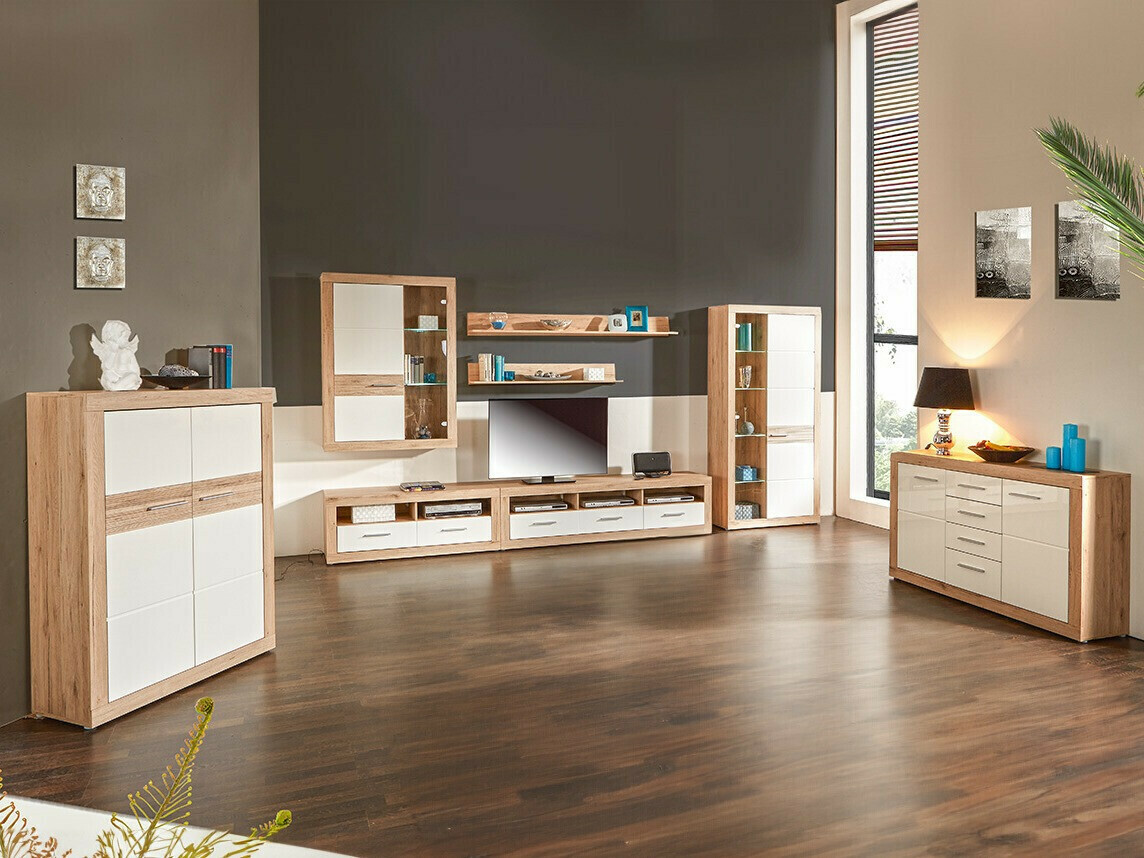 Boekenkast Romfera 107 (Wit + San Remo eik)