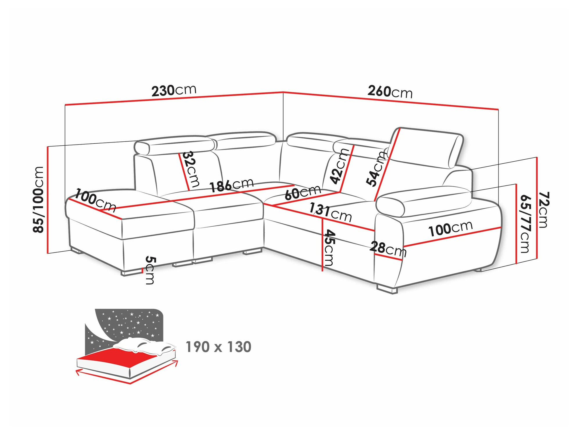 Hoekbank Columbus 228 (Aragon 14)
