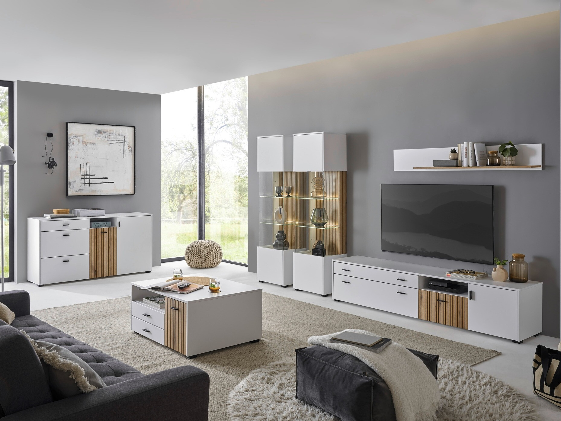 Ladekast Belmelu 107 (Wit + Eiken)