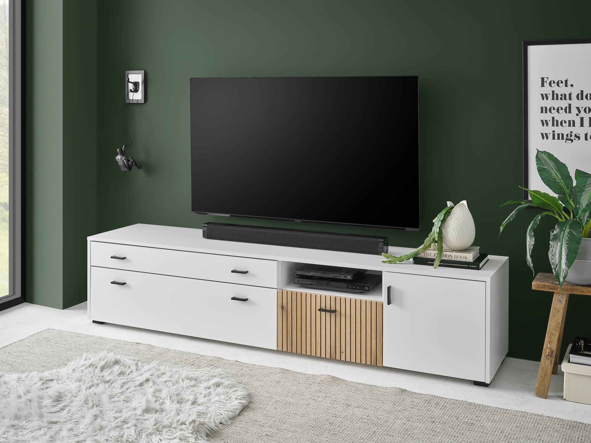 TV-meubel Belmelu 106 (Wit + Eiken)