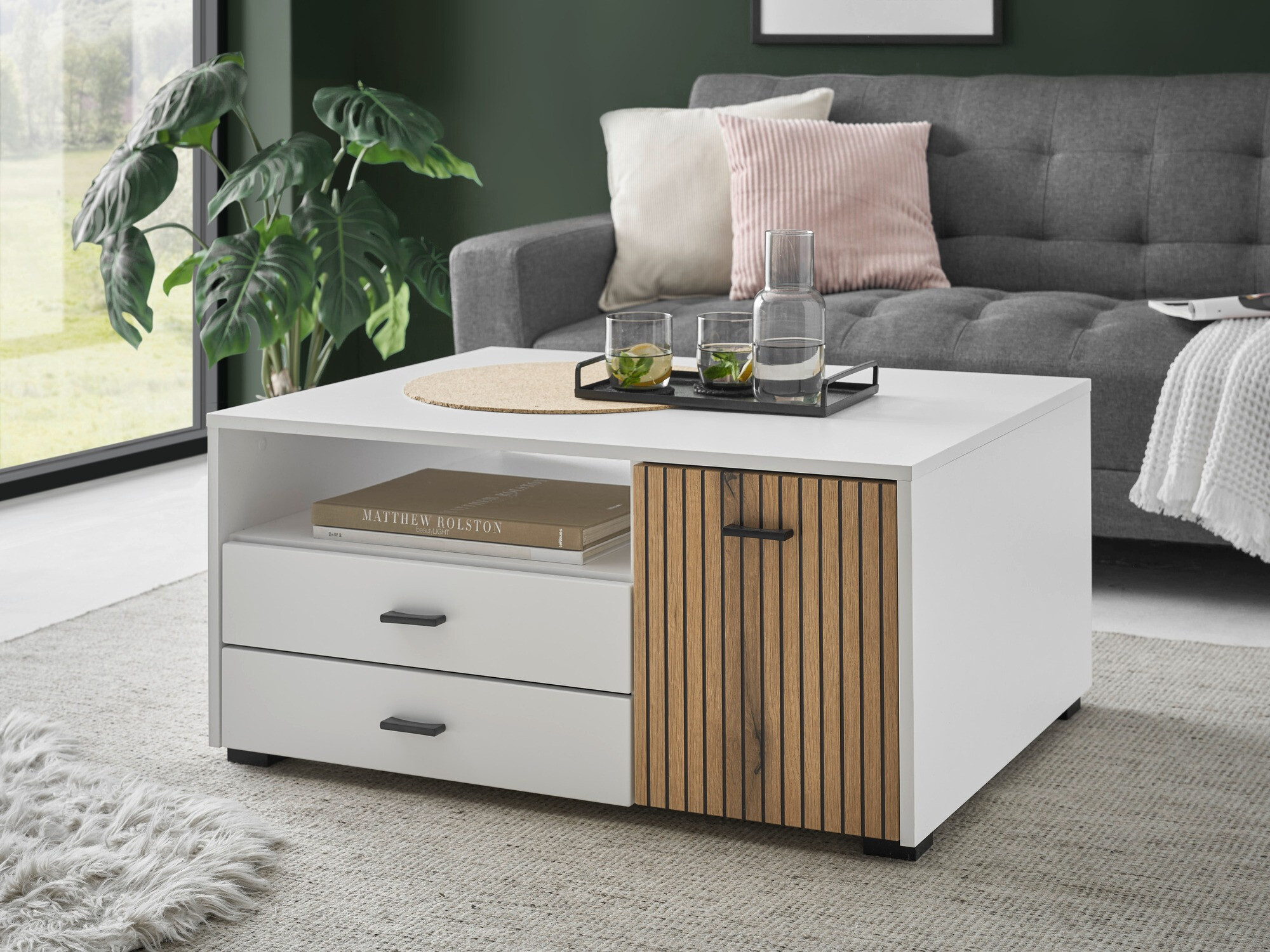 Salontafel Belmelu 109 (Wit + Eiken)
