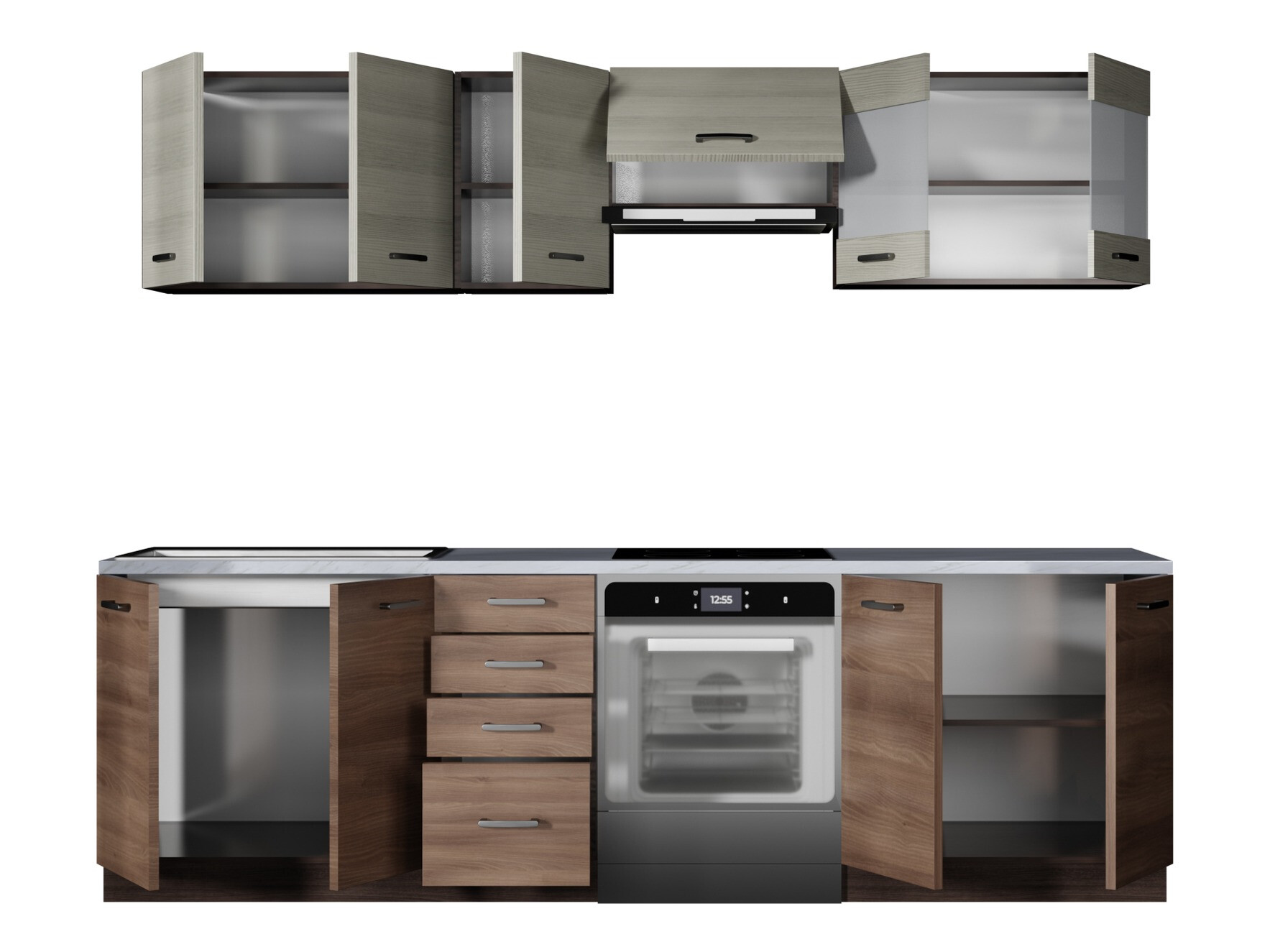 Keukenset Houston 1138 (Donkere eik + Licht eiken)