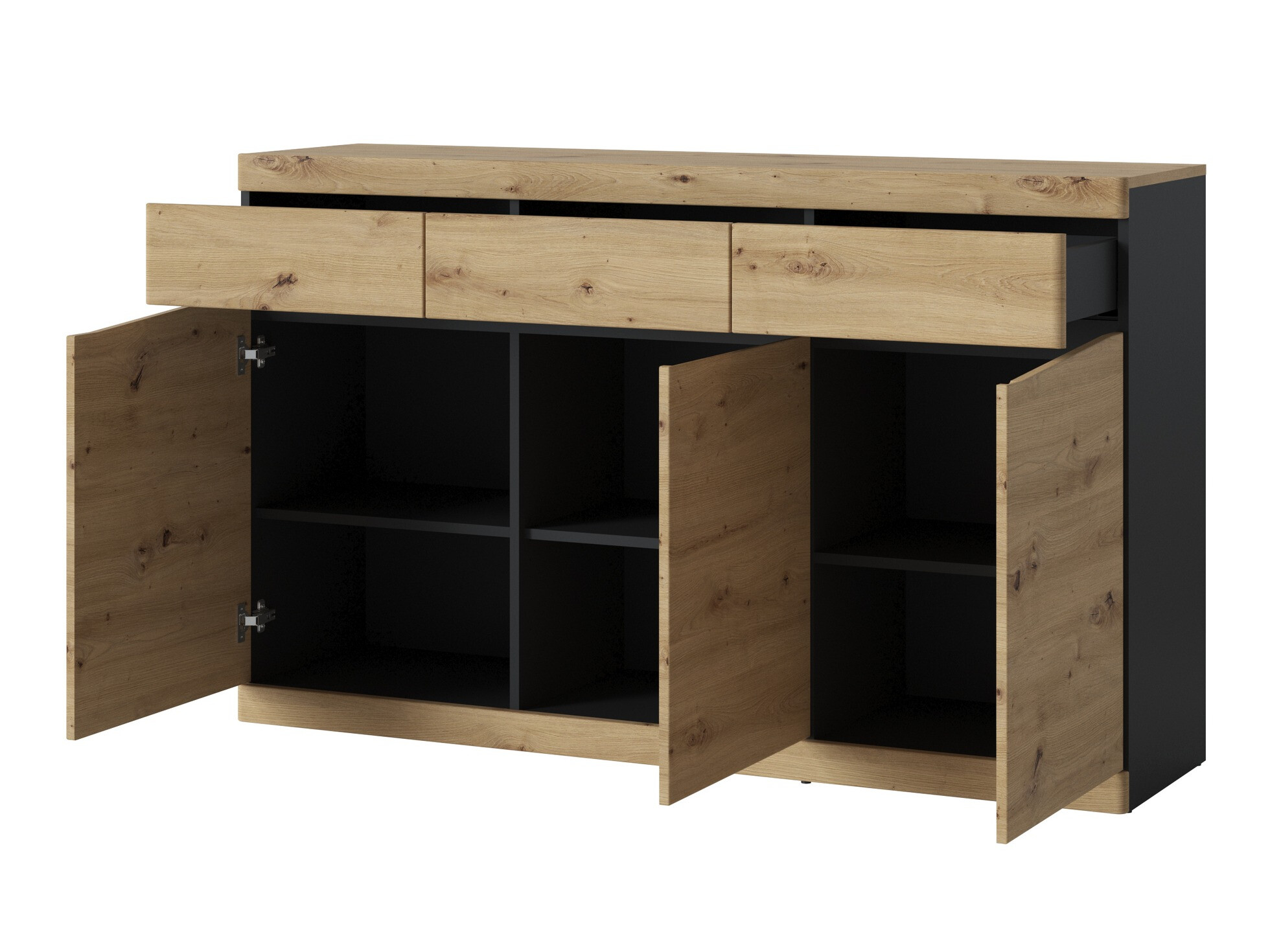 Ladekast Venlori 123 (Antraciet + Artisan eiken)