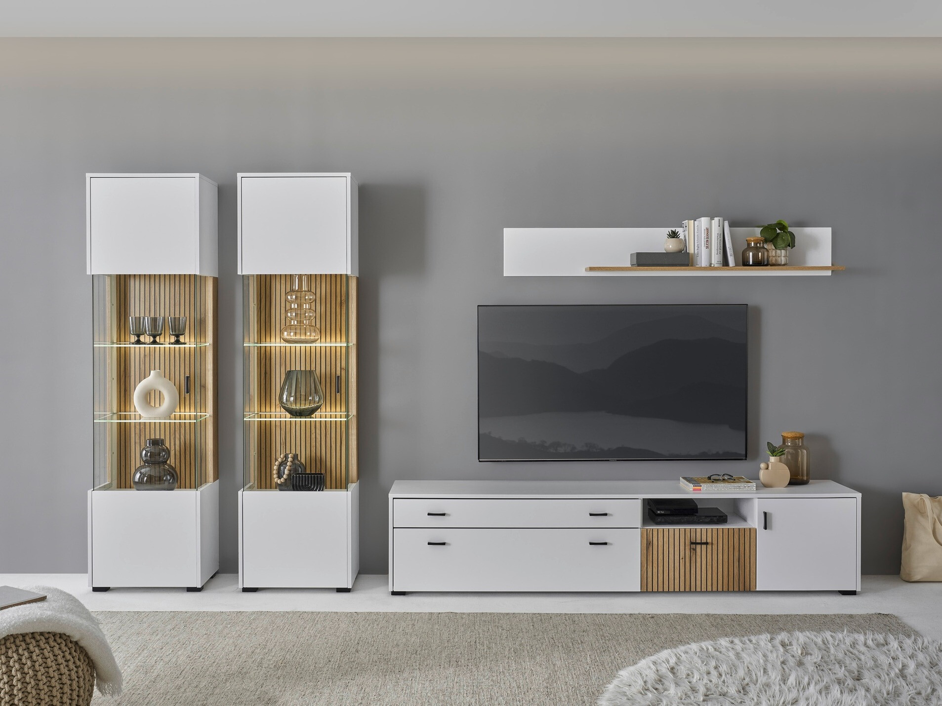 Woonkamerset Belmelu 117 (Wit + Eiken)