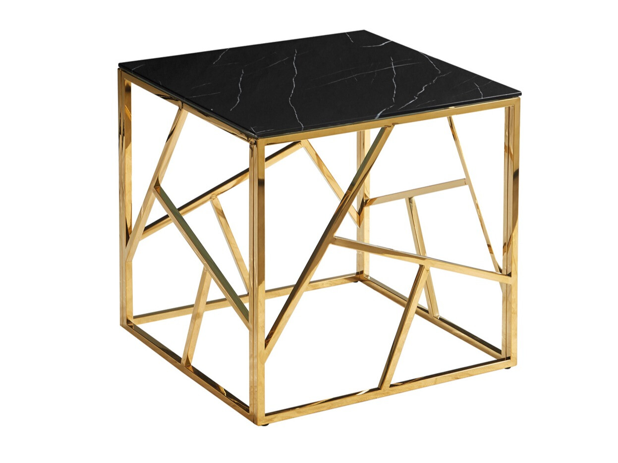 Salontafel Detroit 458 (Gouden + Zwart marmer)