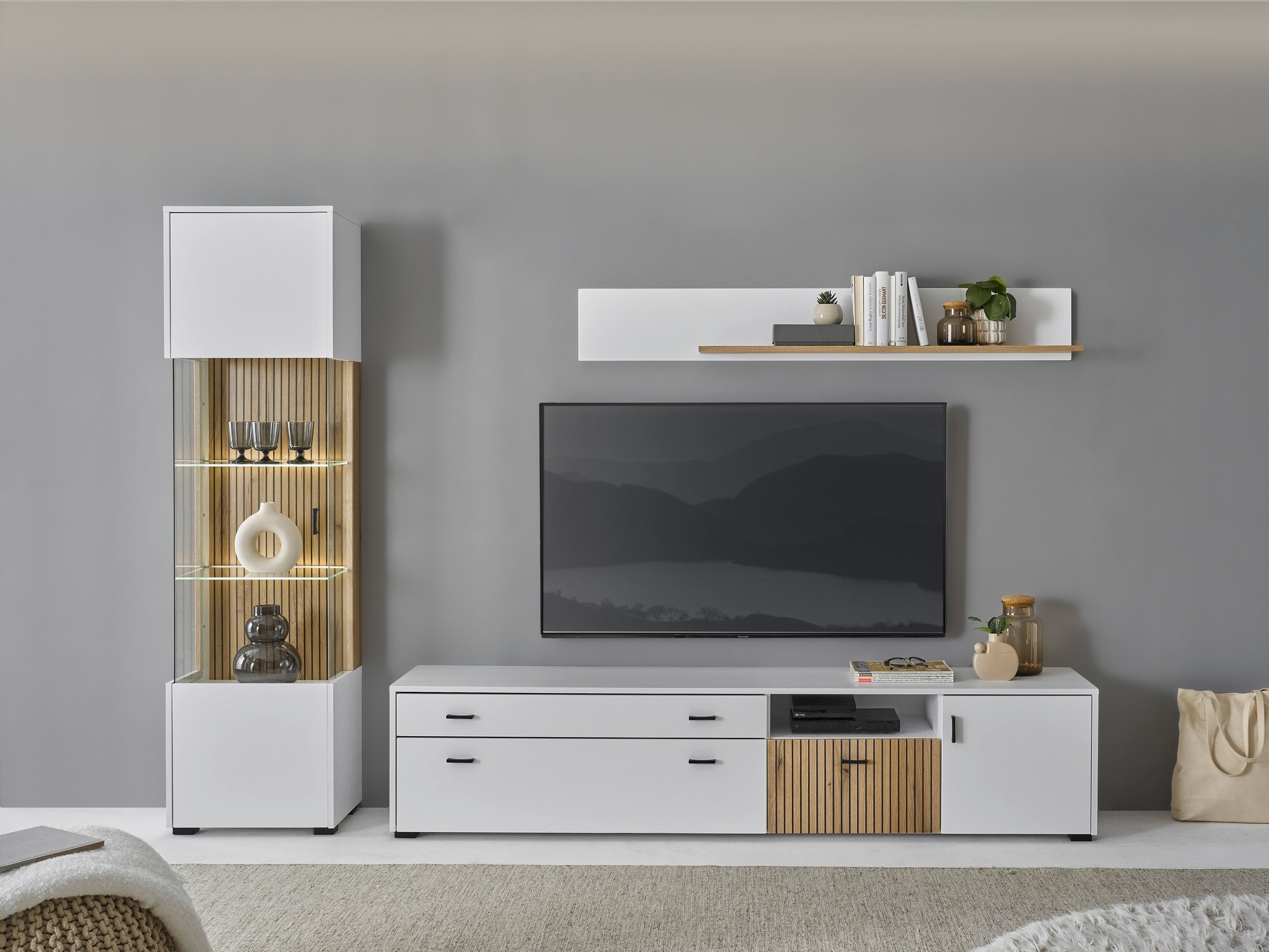 Woonkamerset Belmelu 121 (Wit + Eiken)