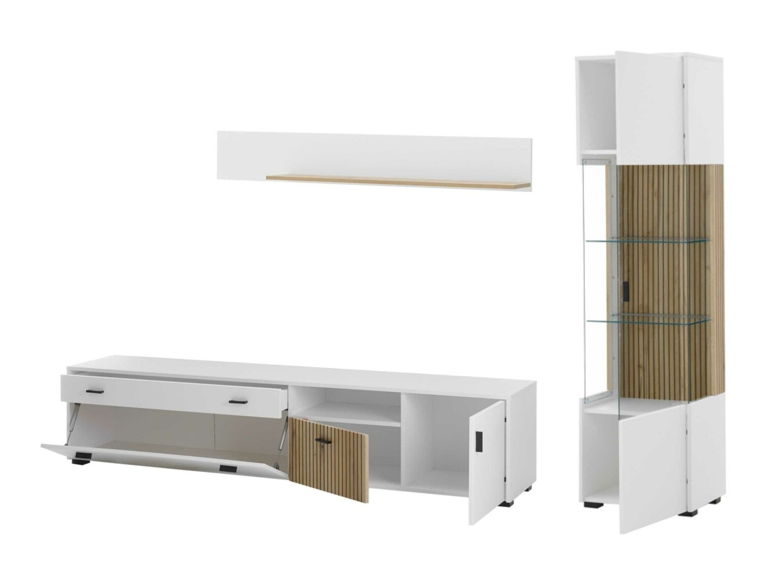 Woonkamerset Belmelu 121 (Wit + Eiken)