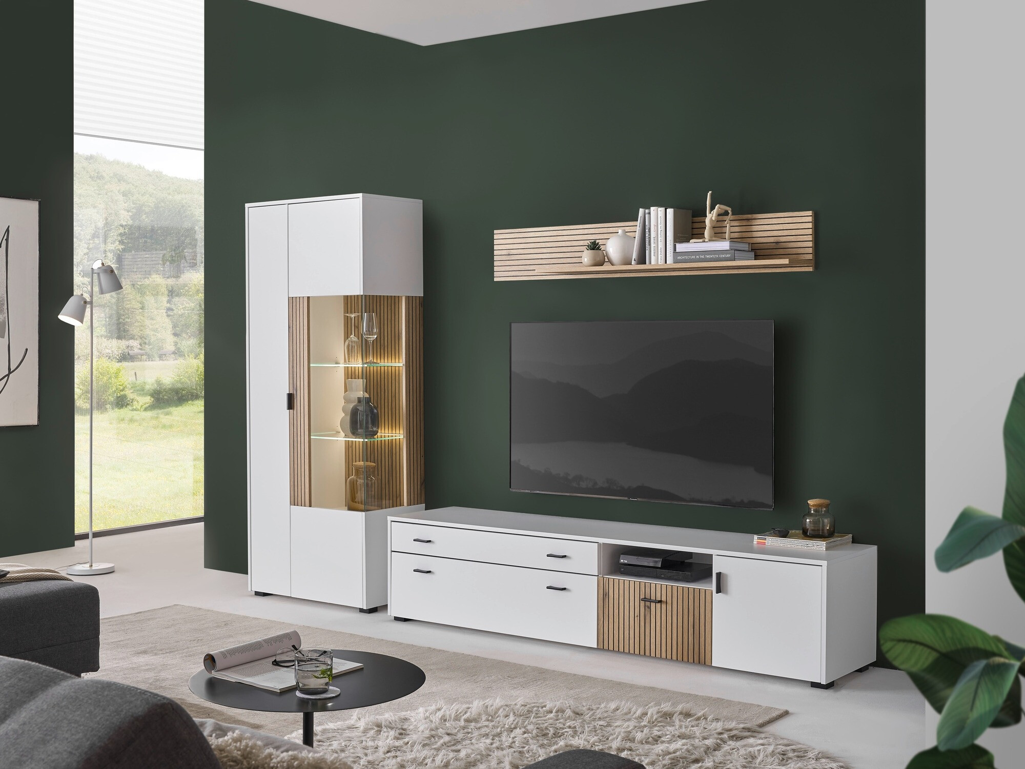 Woonkamerset Belmelu 123 (Wit + Eiken)