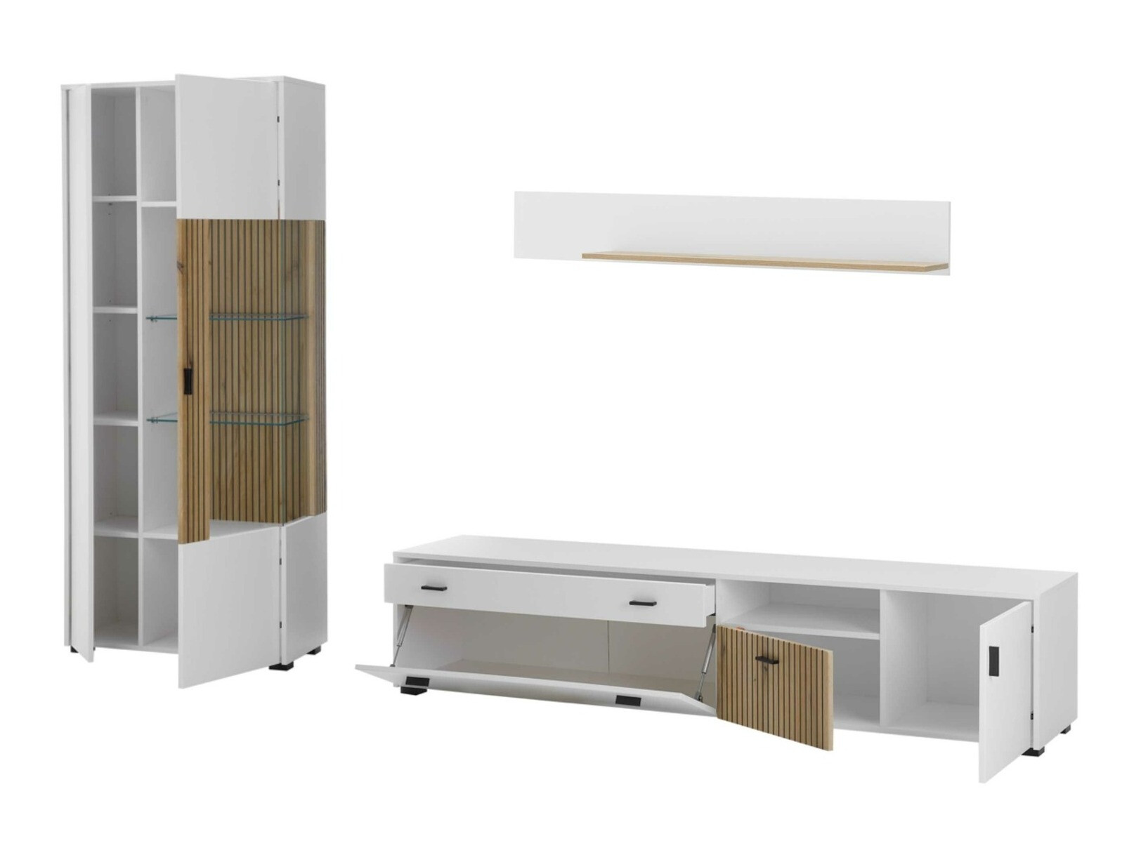 Woonkamerset Belmelu 124 (Wit + Eiken)