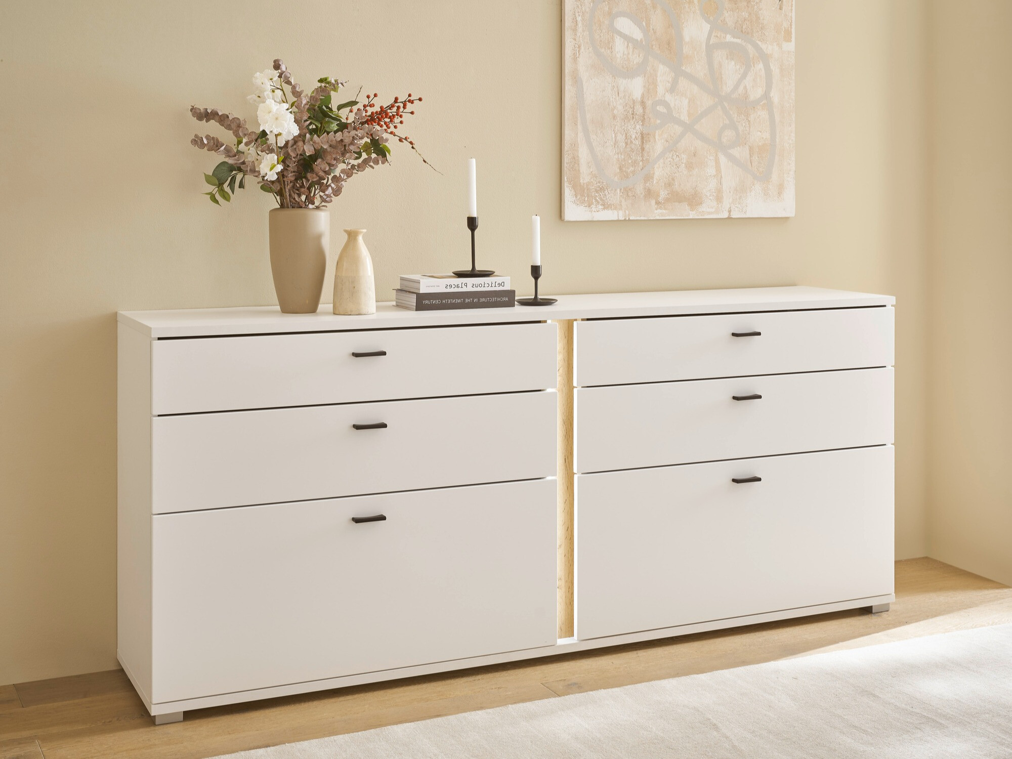 Ladekast Avimavi 107 (Wit + Wotan eik)