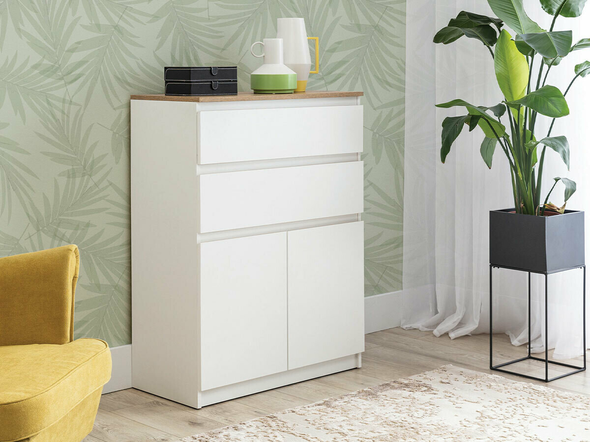 Ladekast Catelbi 104 (Wit + Eiken)
