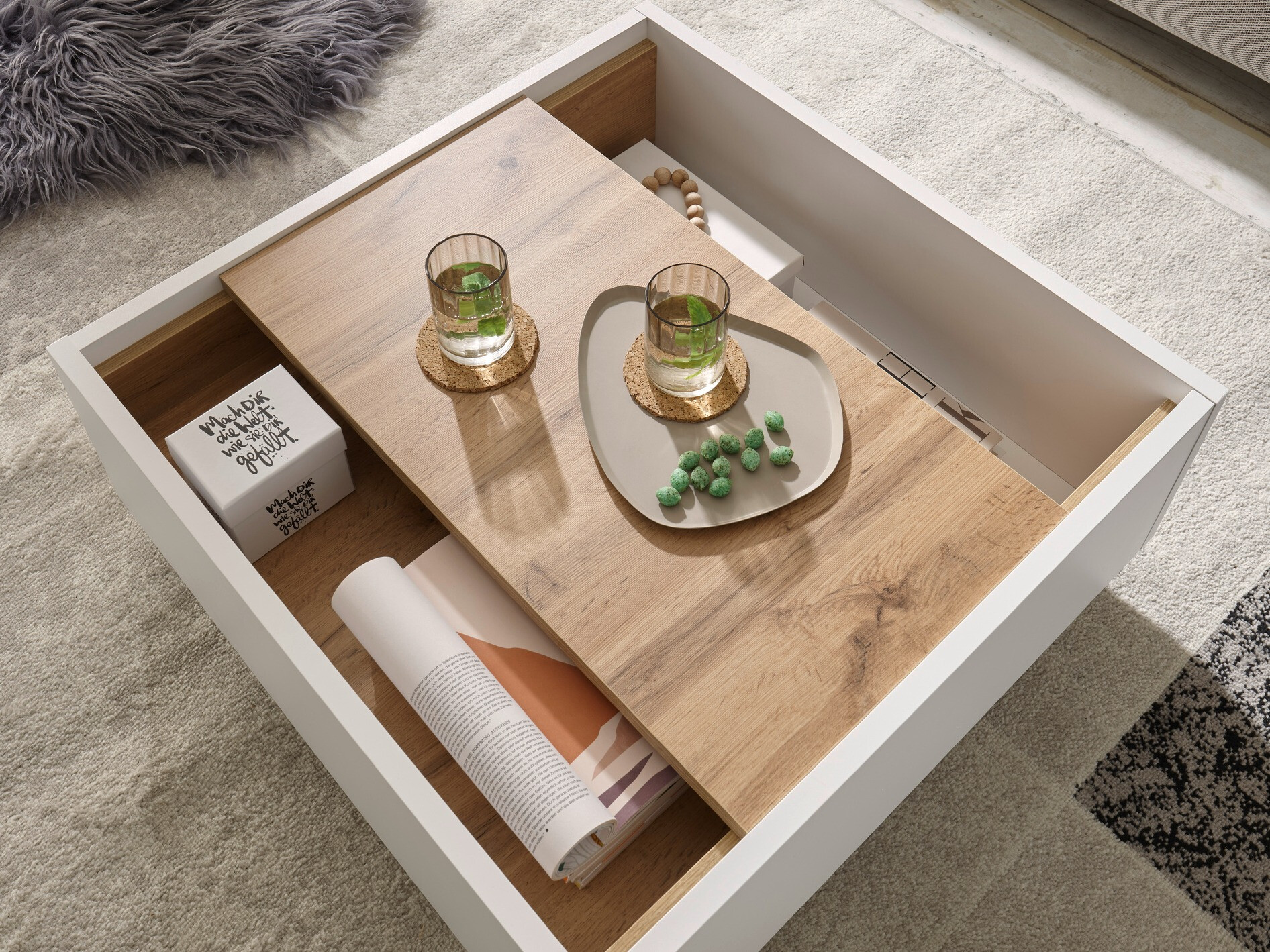 Salontafel Avimavi 109 (Wit + Wotan eik)