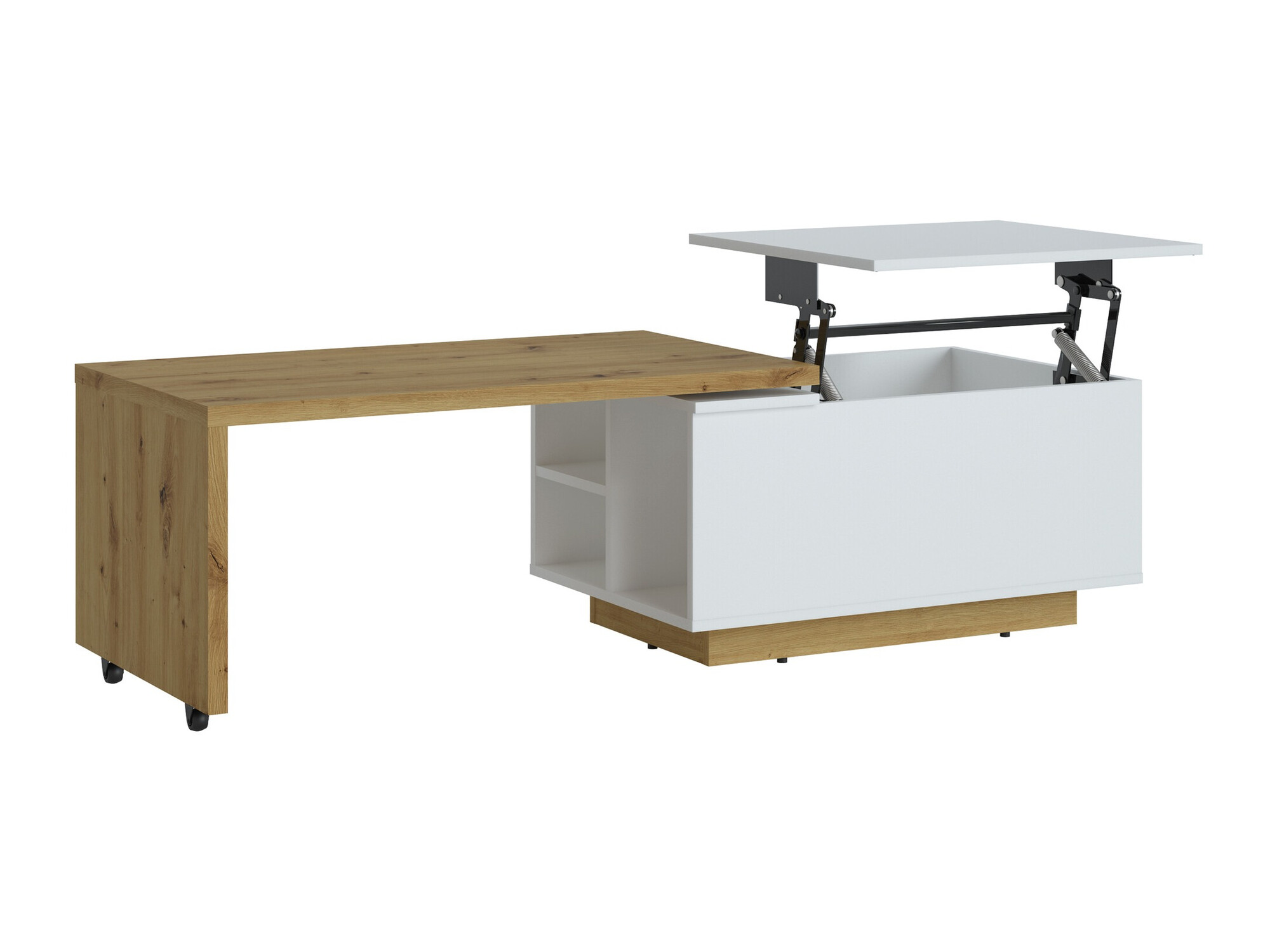 Salontafel transformator Ontario 133 (Wit + Artisan eiken)