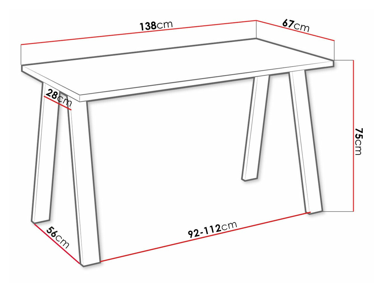 Tafel Tucson 140 (Wit)