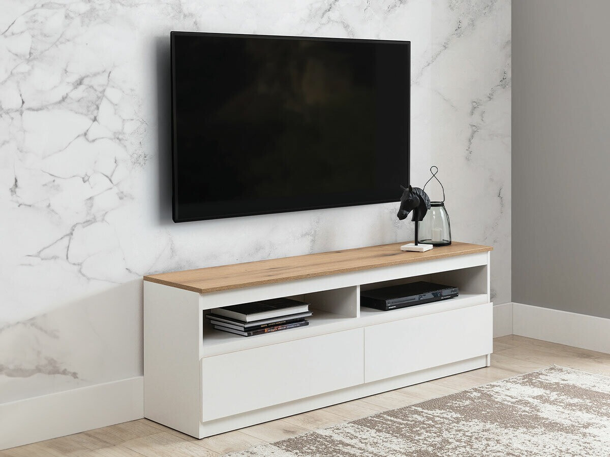 TV-meubel Catelbi 100 (Wit + Eiken)