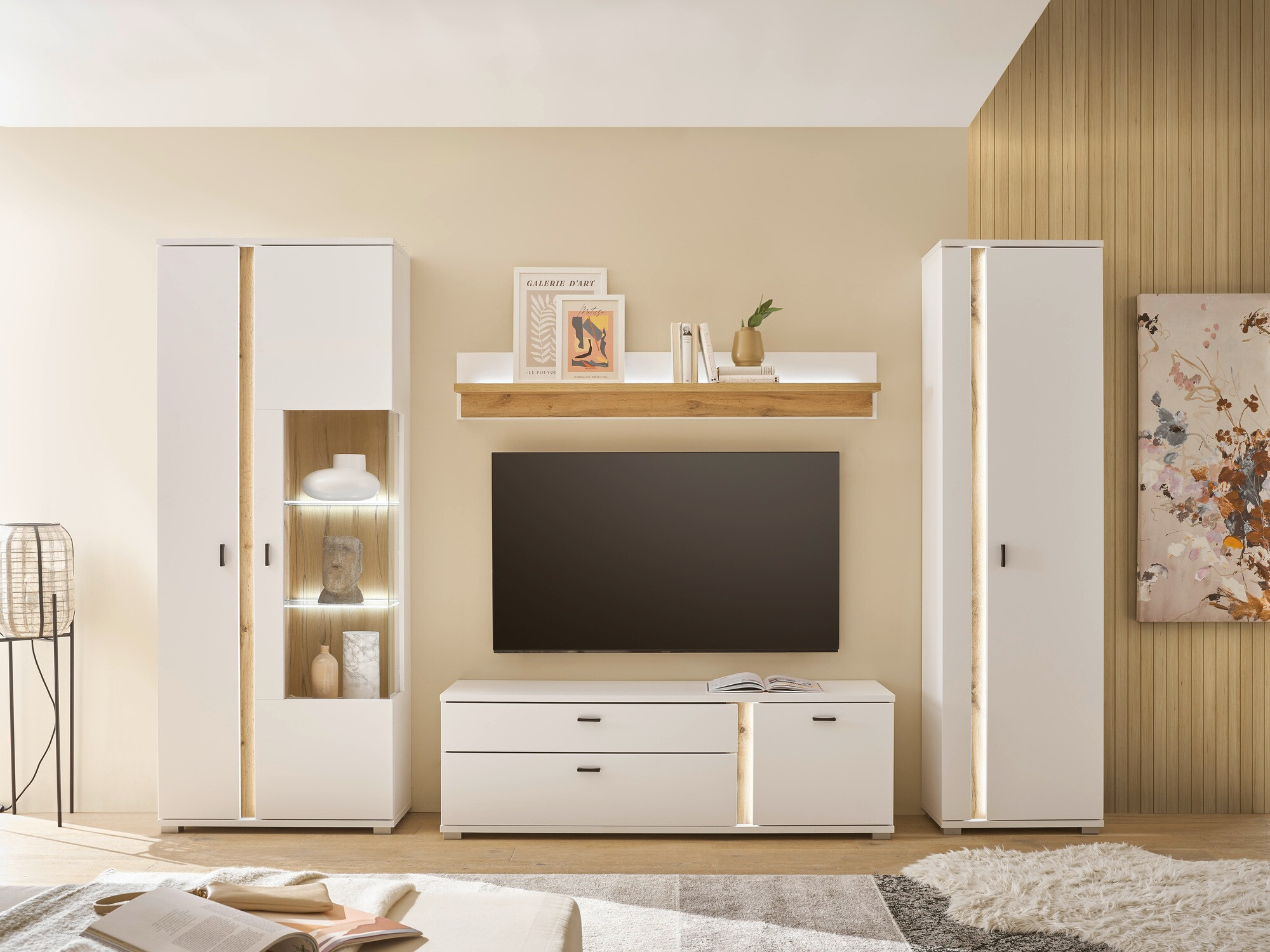 Wandplank Avimavi 110 (Wit + Wotan eik)