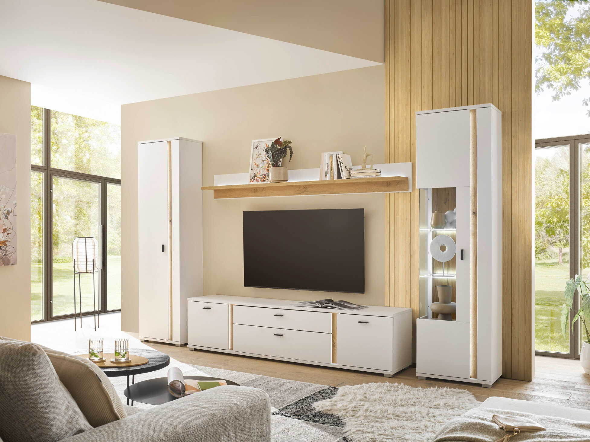 Woonkamerset Avimavi 118 (Wit + Wotan eik)