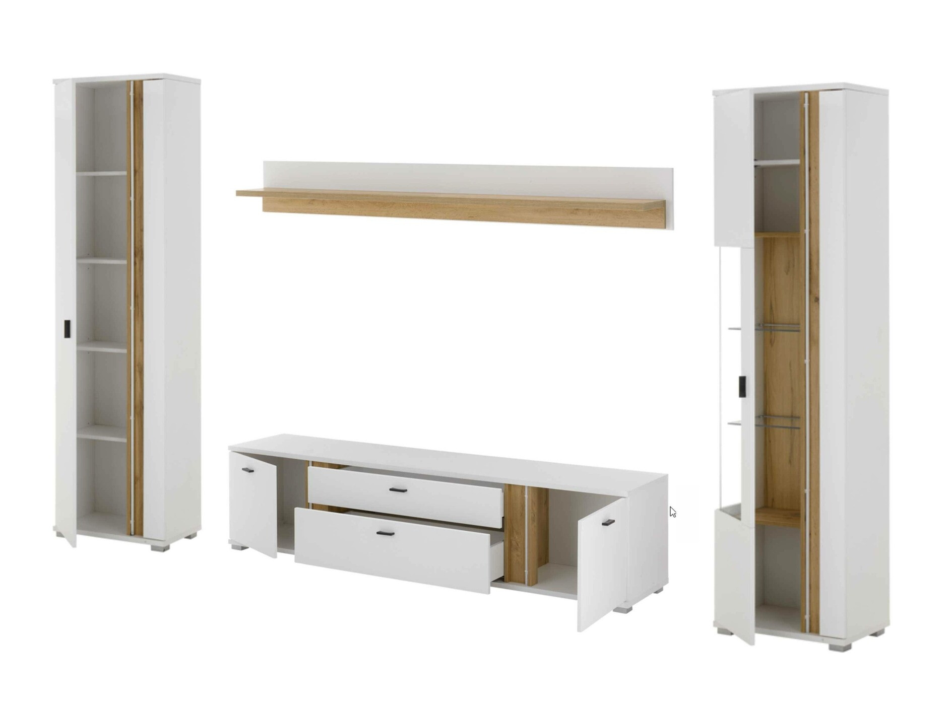 Woonkamerset Avimavi 118 (Wit + Wotan eik)