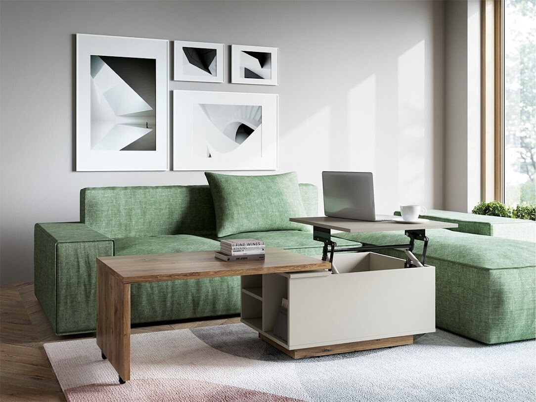 Transformeerbare salontafel Ontario 133 (Grijs + Donkere eik)