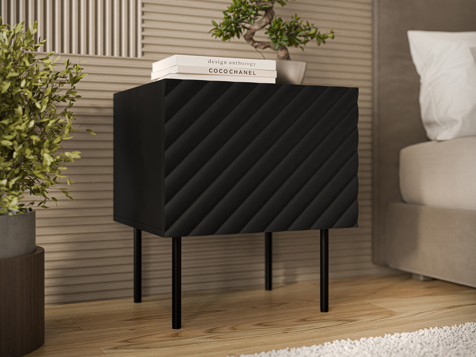 Een set nachtkastjes Mortali 107 (Zwart)