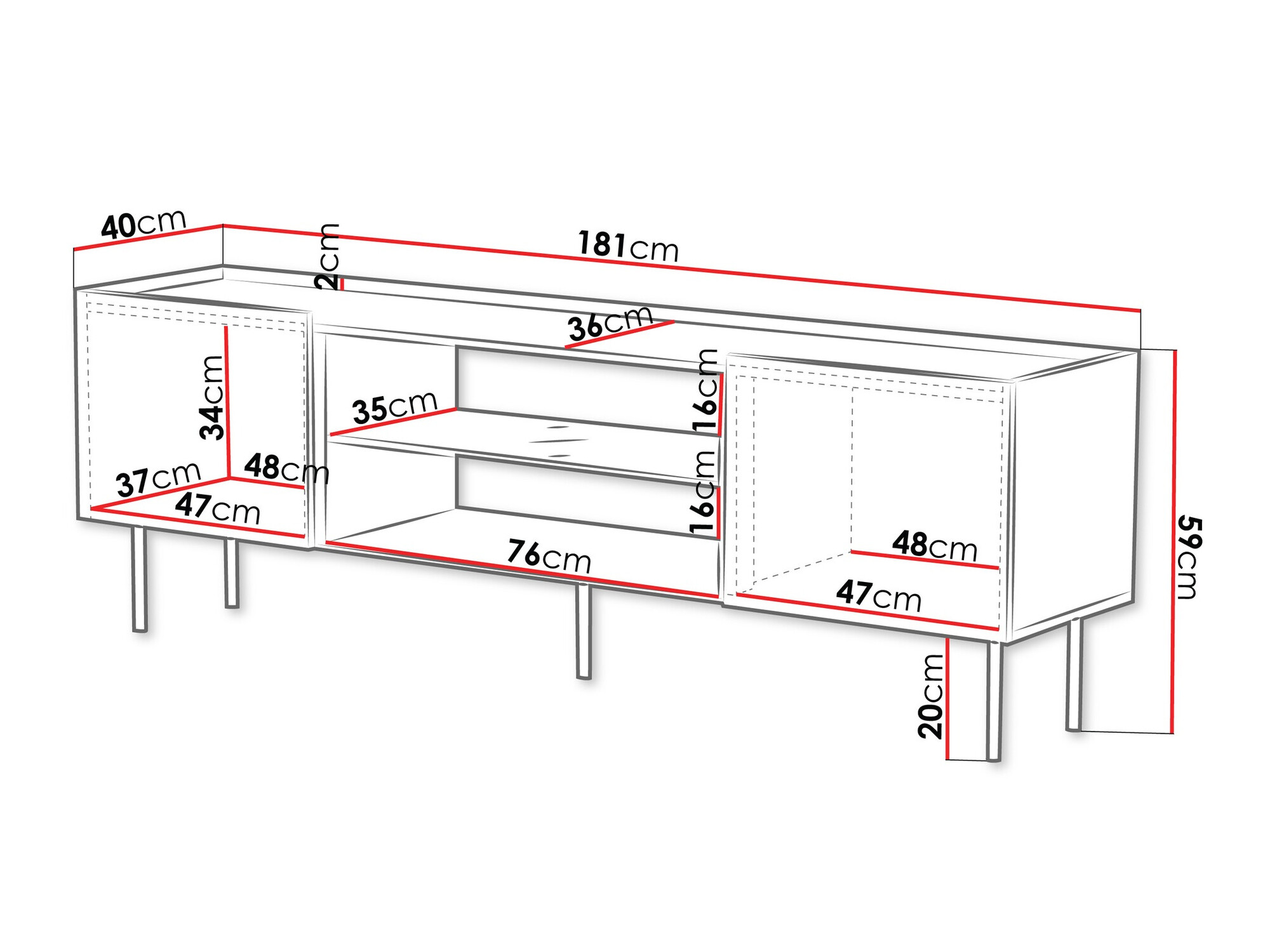TV-meubel Mortali 105 (Zwart)