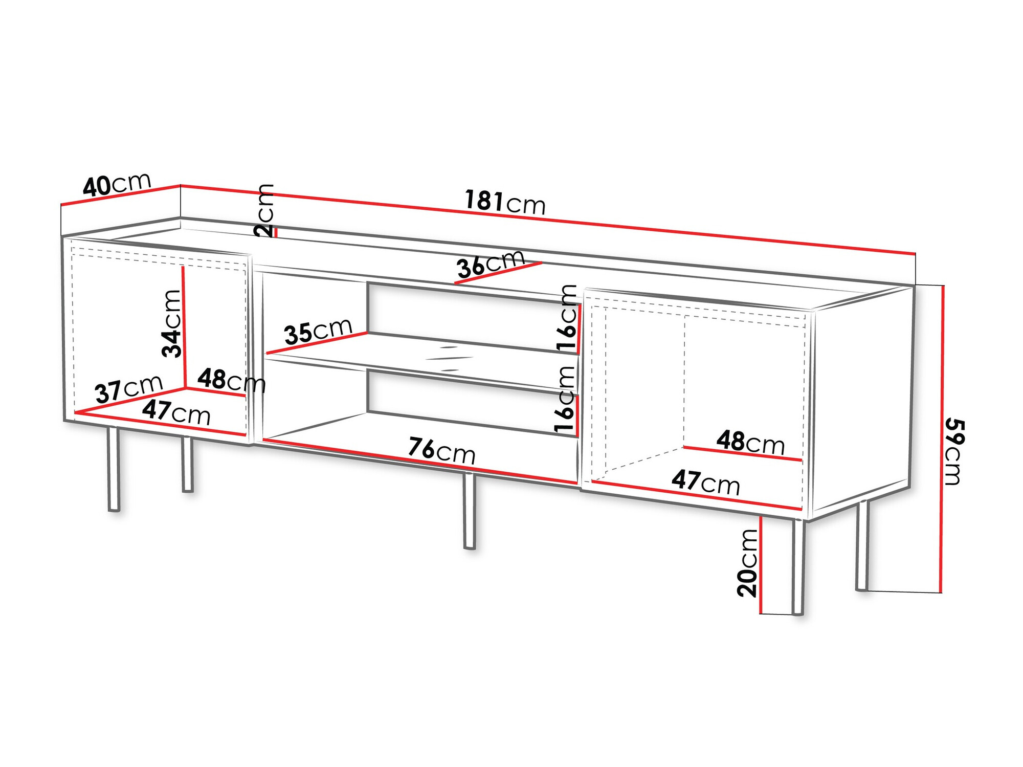 TV-meubel Sillen II (Kasjmier)