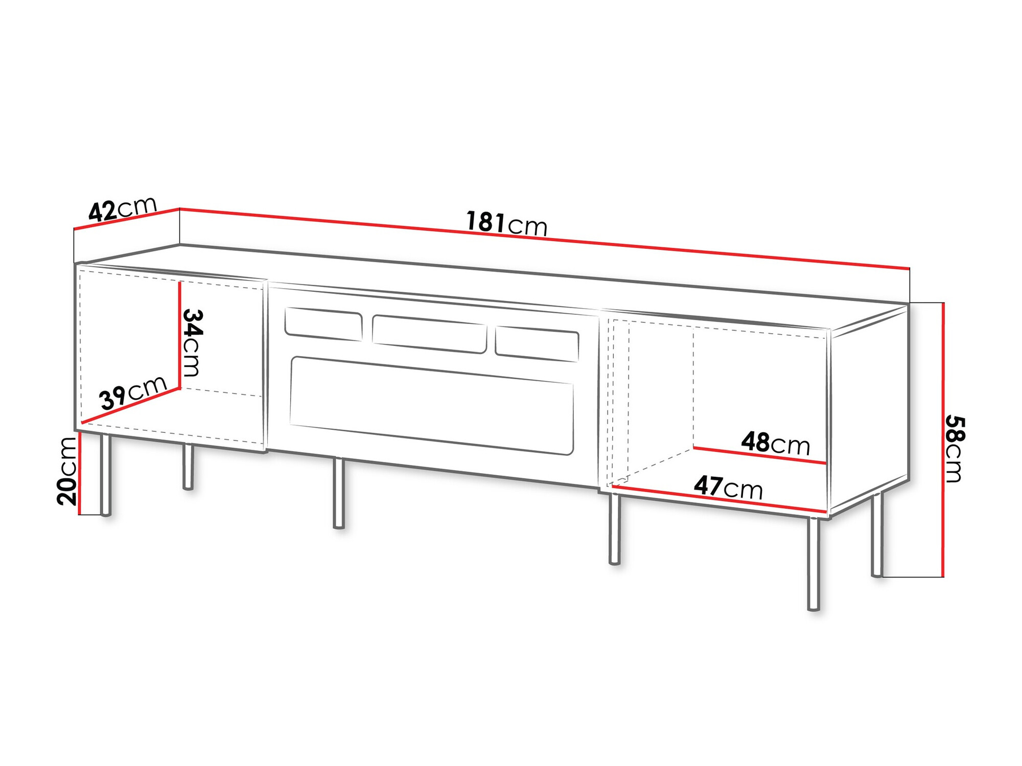 TV-meubel Dortivu 107