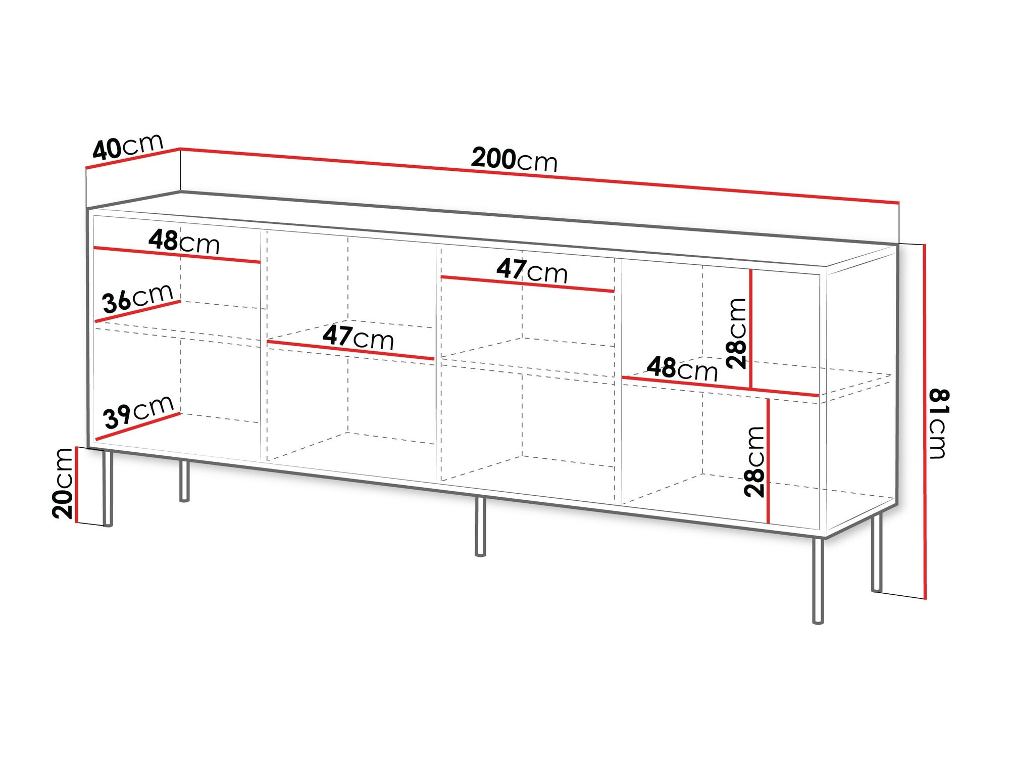 Dressoir Flosoru 102 (Zwart)