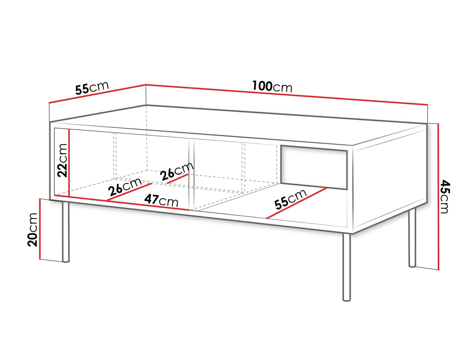 Salontafel Flosoru 103 (Notenhout + Zwart)