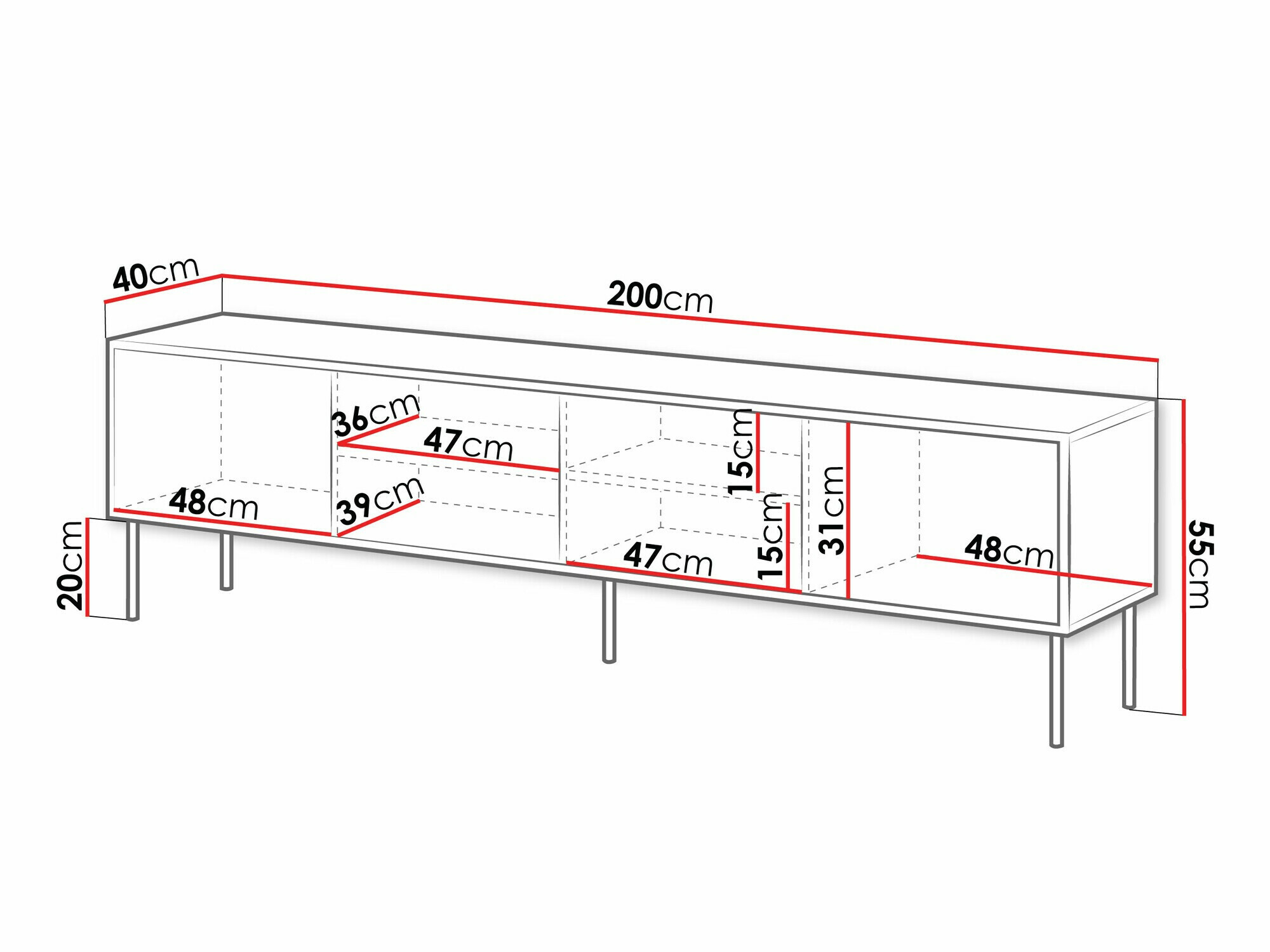 TV-meubel Flosoru 105 (Notenhout + Zwart)