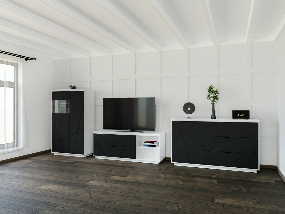 Boekenkast Fivale 103 (Glanzend wit + Matzwart)