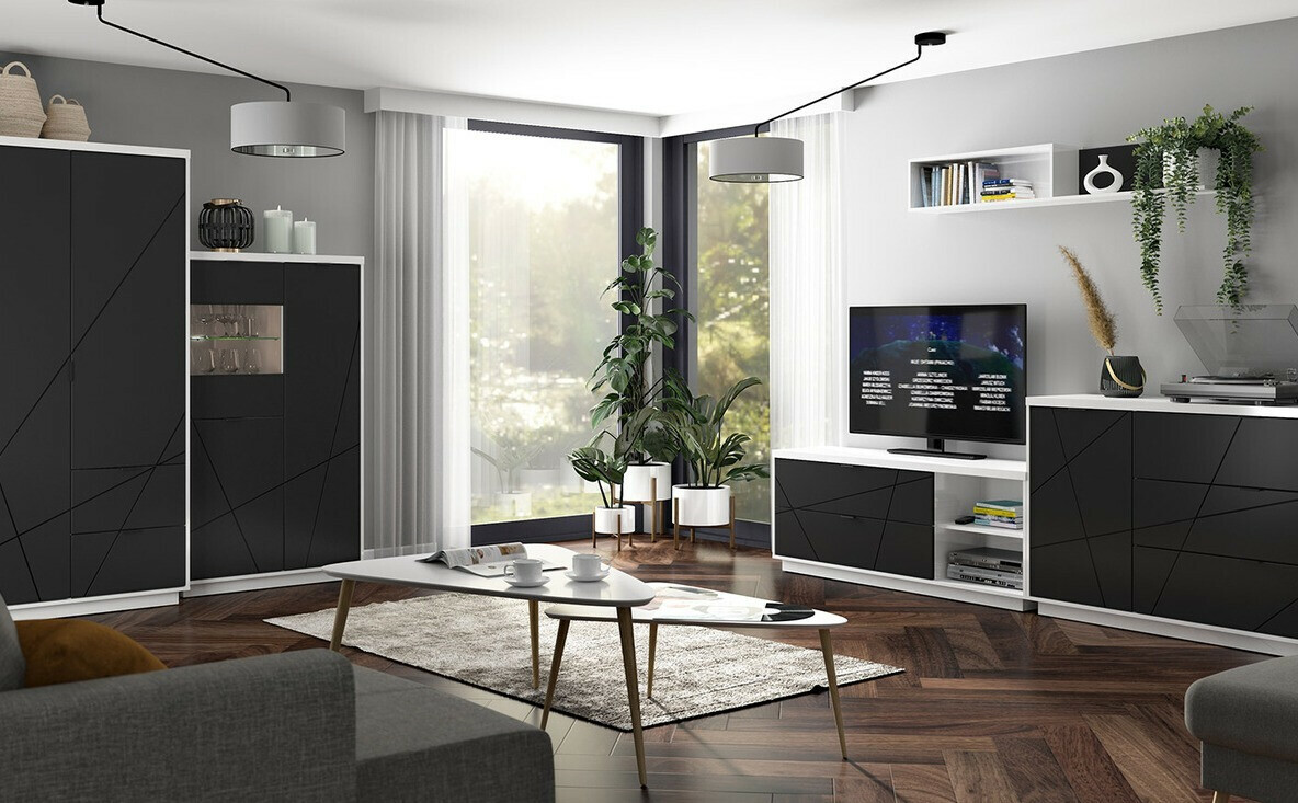 Boekenkast Fivale 103 (Glanzend wit + Matzwart)