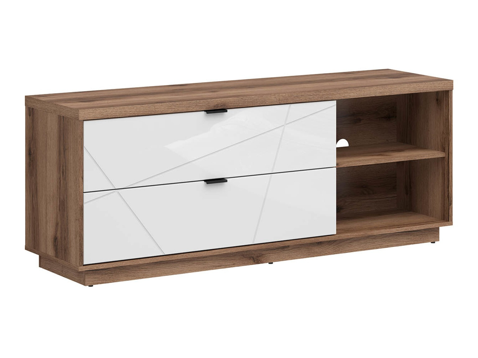 TV-meubel Fivale 104 (Donker delano-eik + Glanzend wit)