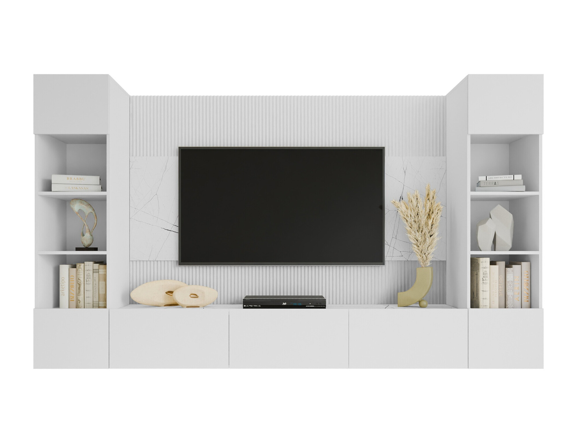 Woonkamerset Comfivo Salix I (Wit + Wit marmer)