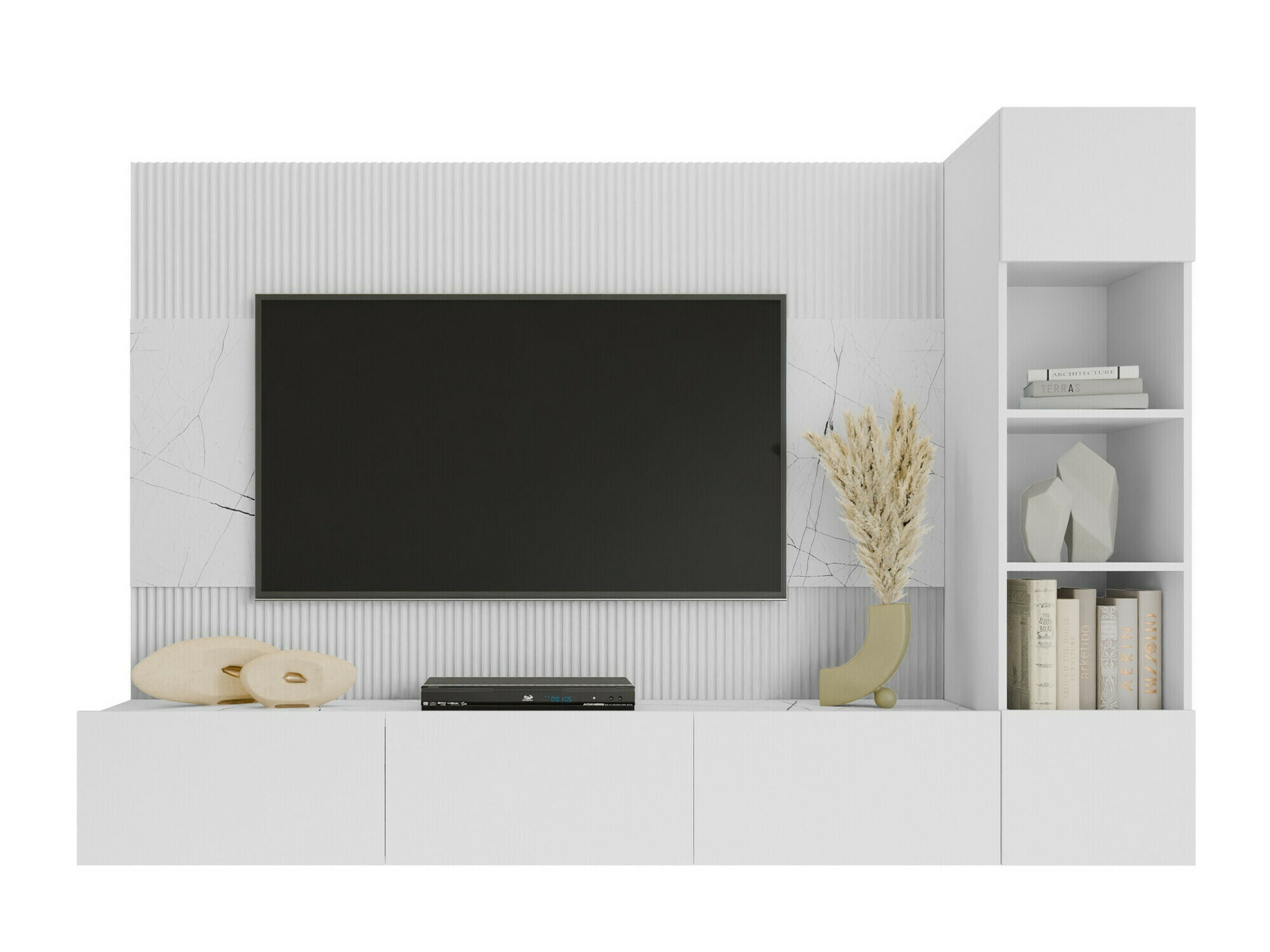 Woonkamerset Comfivo Salix II (Wit + Wit marmer)