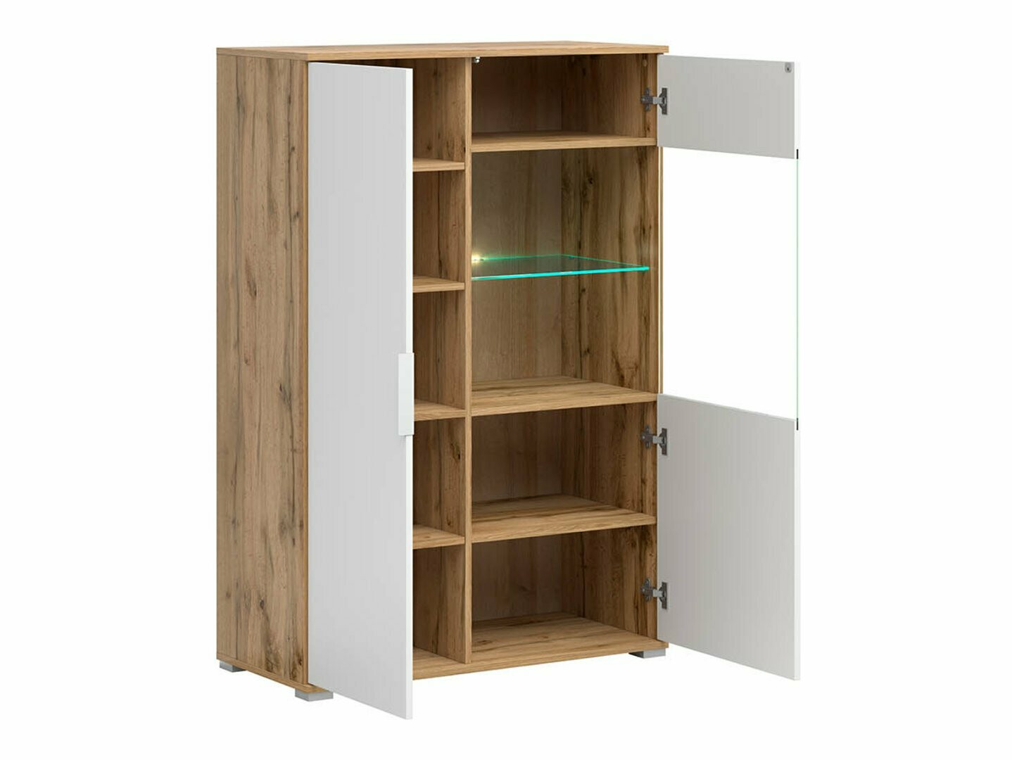 Dressoir Tivetra 107 (Wotan eik + Glanzend wit)