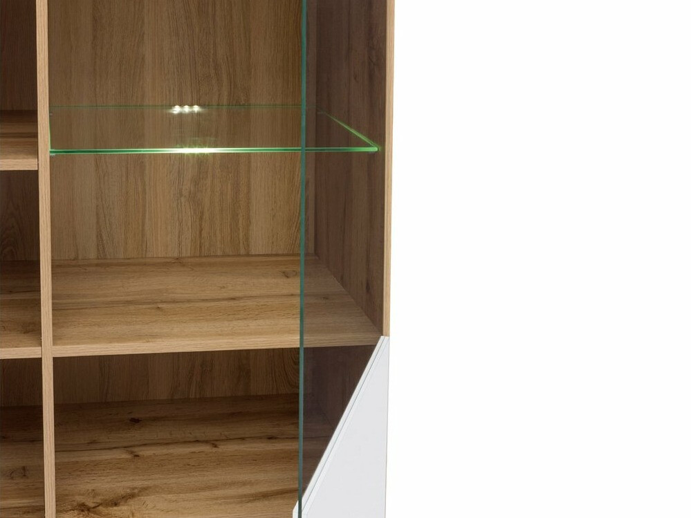 Dressoir Tivetra 107 (Wotan eik + Glanzend wit)