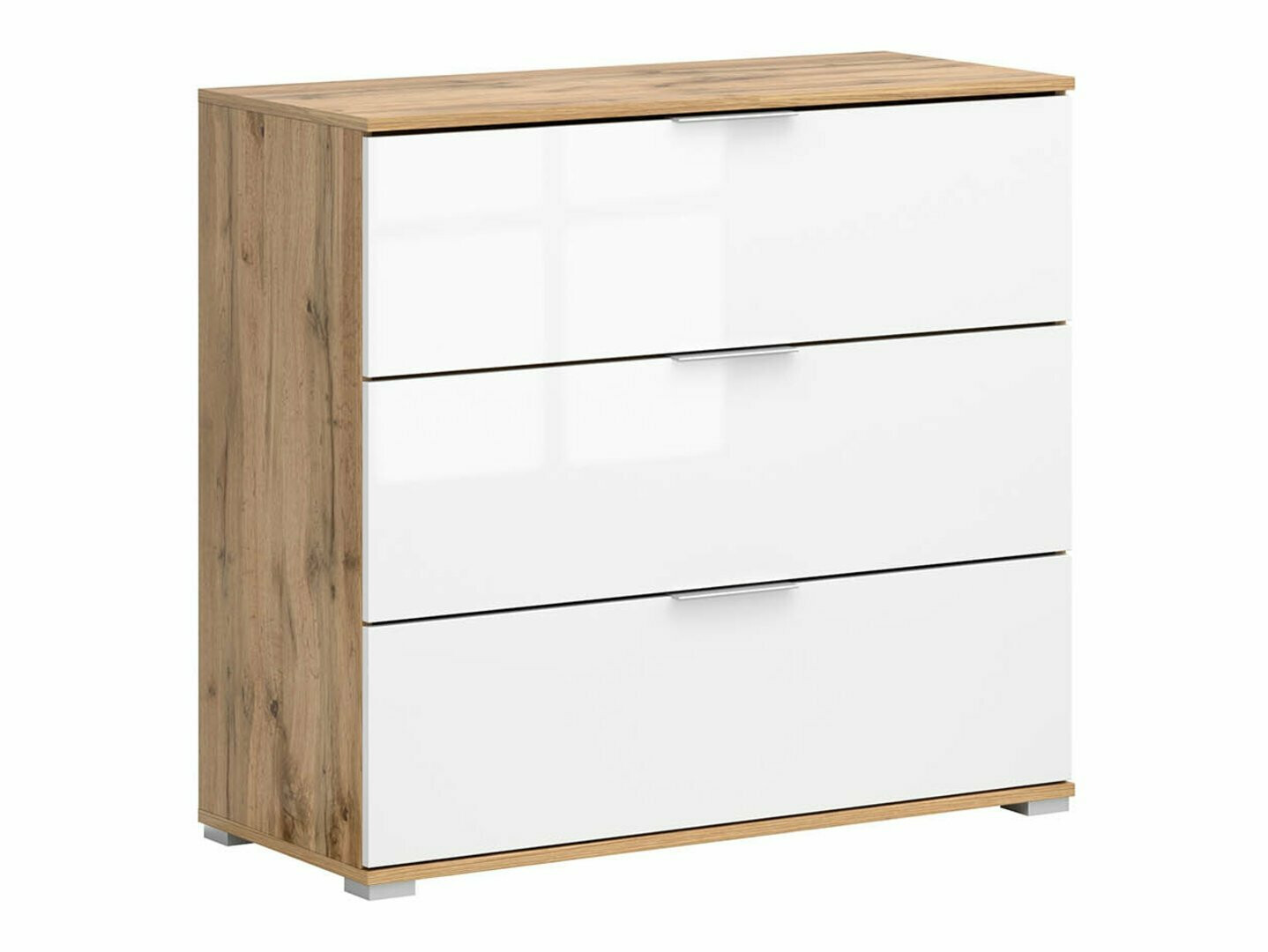 Ladekast Tivetra 102 (Wotan eik + Glanzend wit)