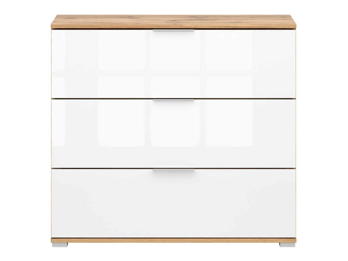 Ladekast Tivetra 102 (Wotan eik + Glanzend wit)