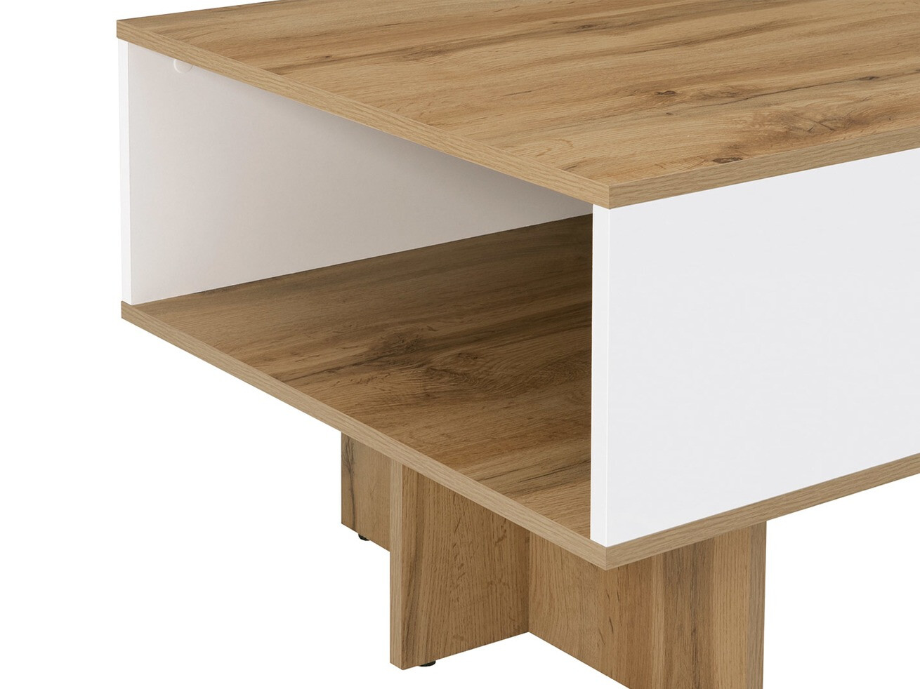 Salontafel Tivetra 124 (Wotan eik + Glanzend wit)