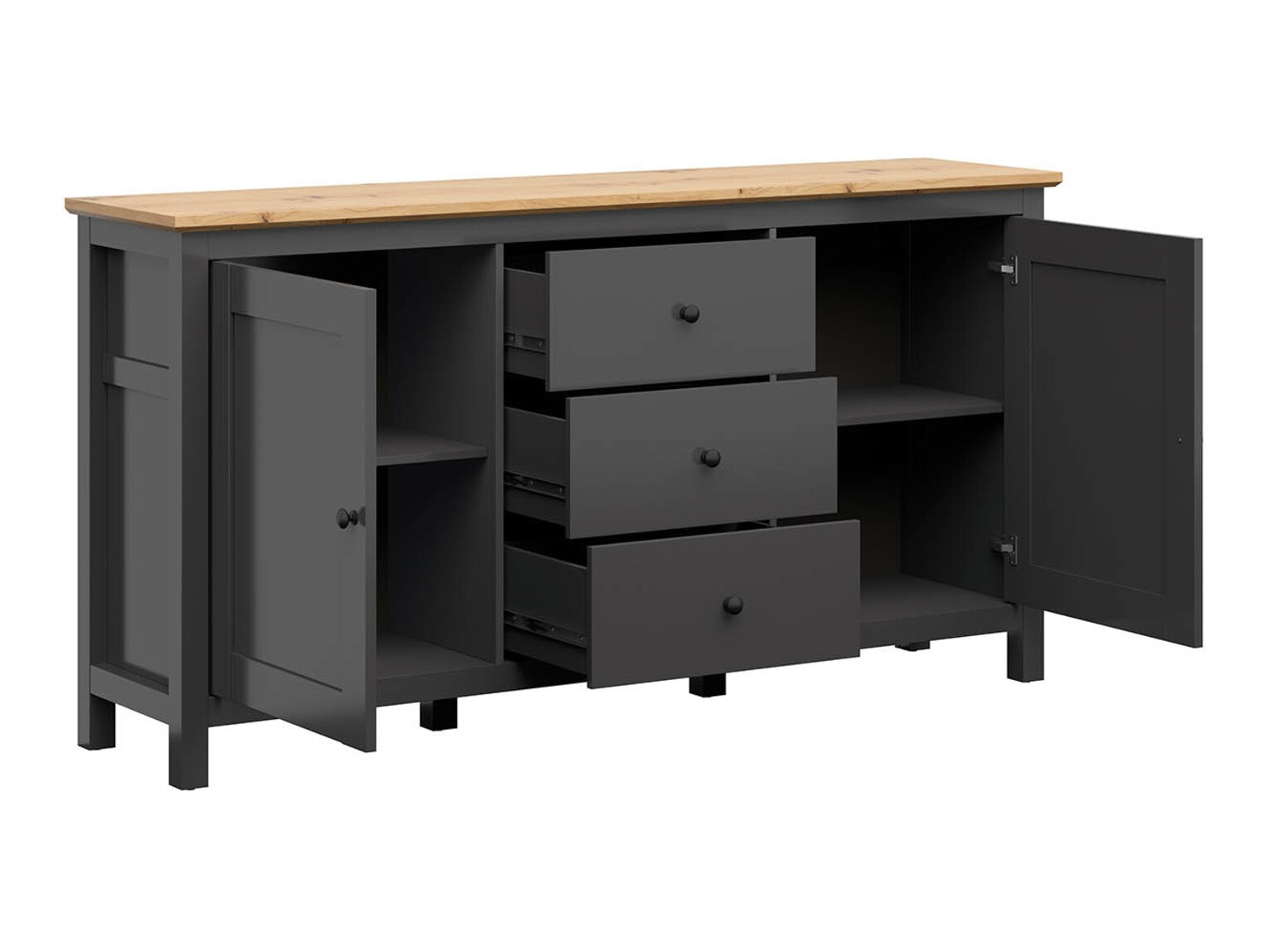 Ladekast Sordoro 101 (Grafiet + Artisan eiken)
