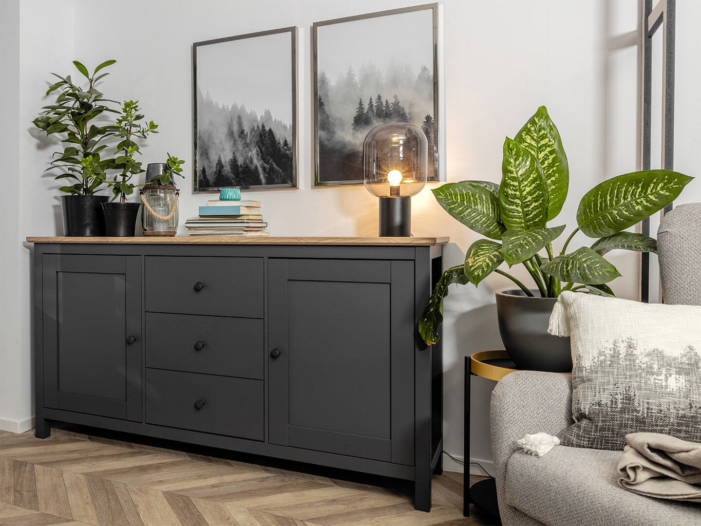 Ladekast Sordoro 101 (Grafiet + Artisan eiken)