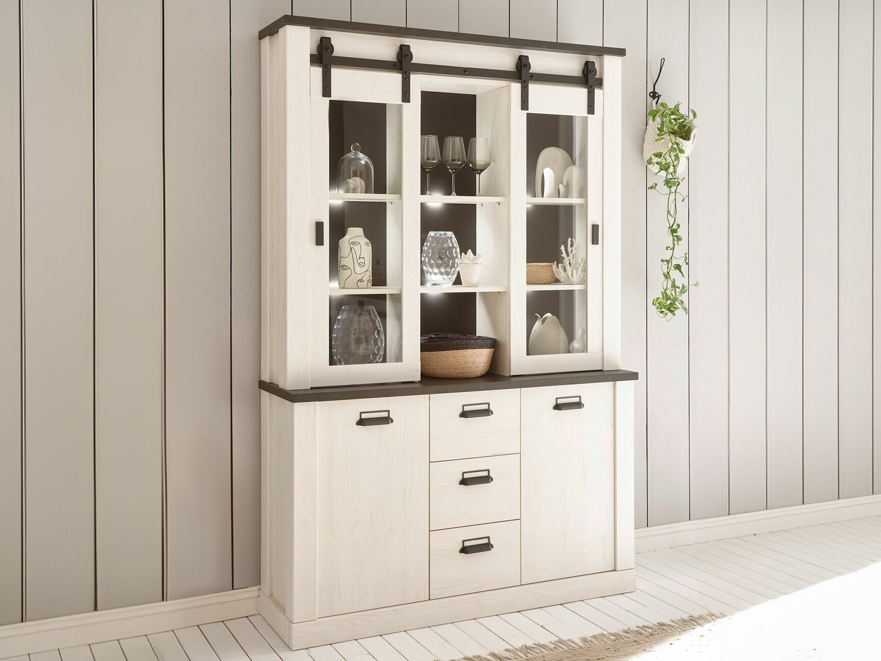 Boekenkast Cirtale 110 (Gebleekt grenen + Antrahite)